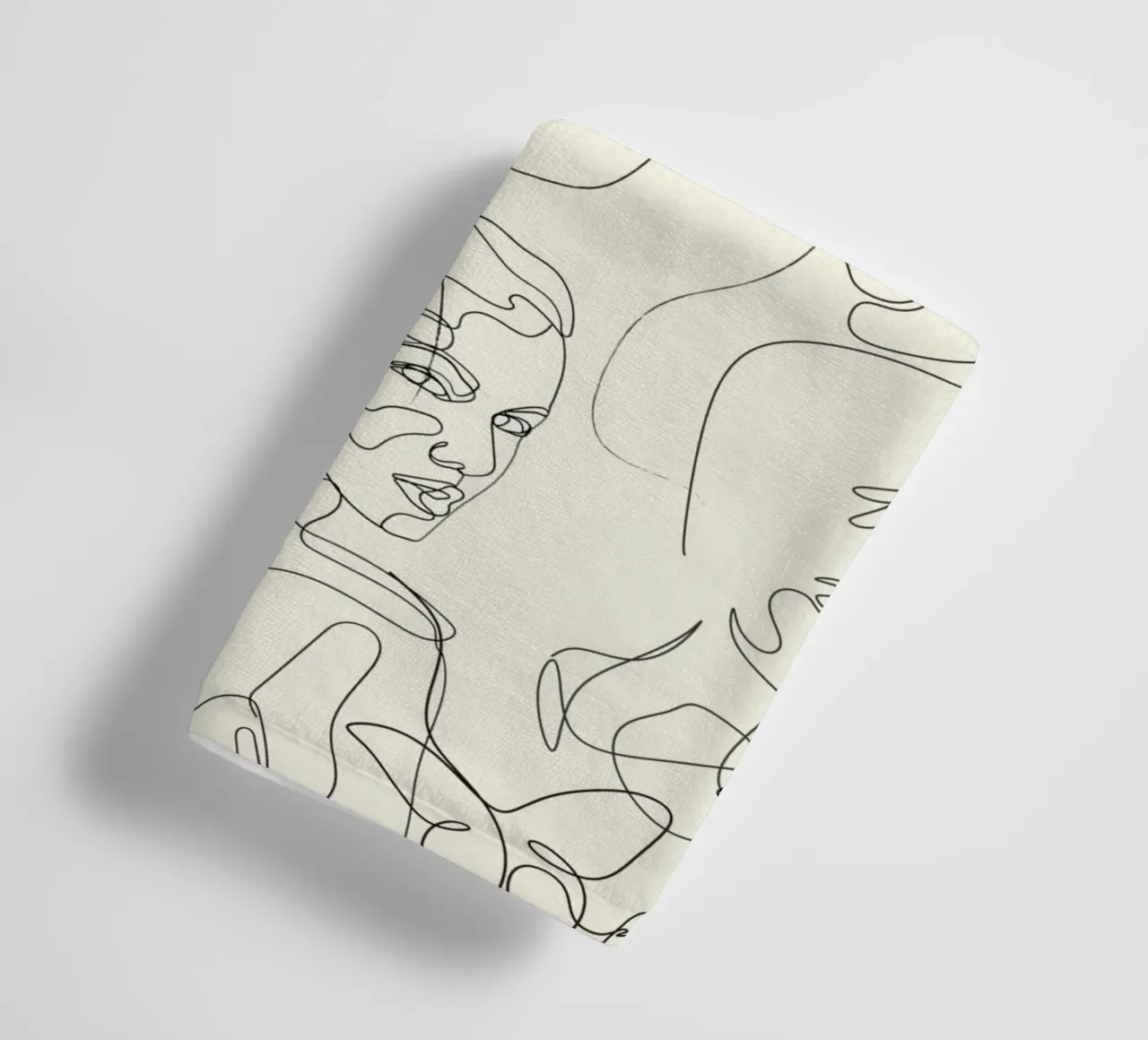 Minimalist Line Art Abstract Faces Flowers Poster towel by NorwesClub