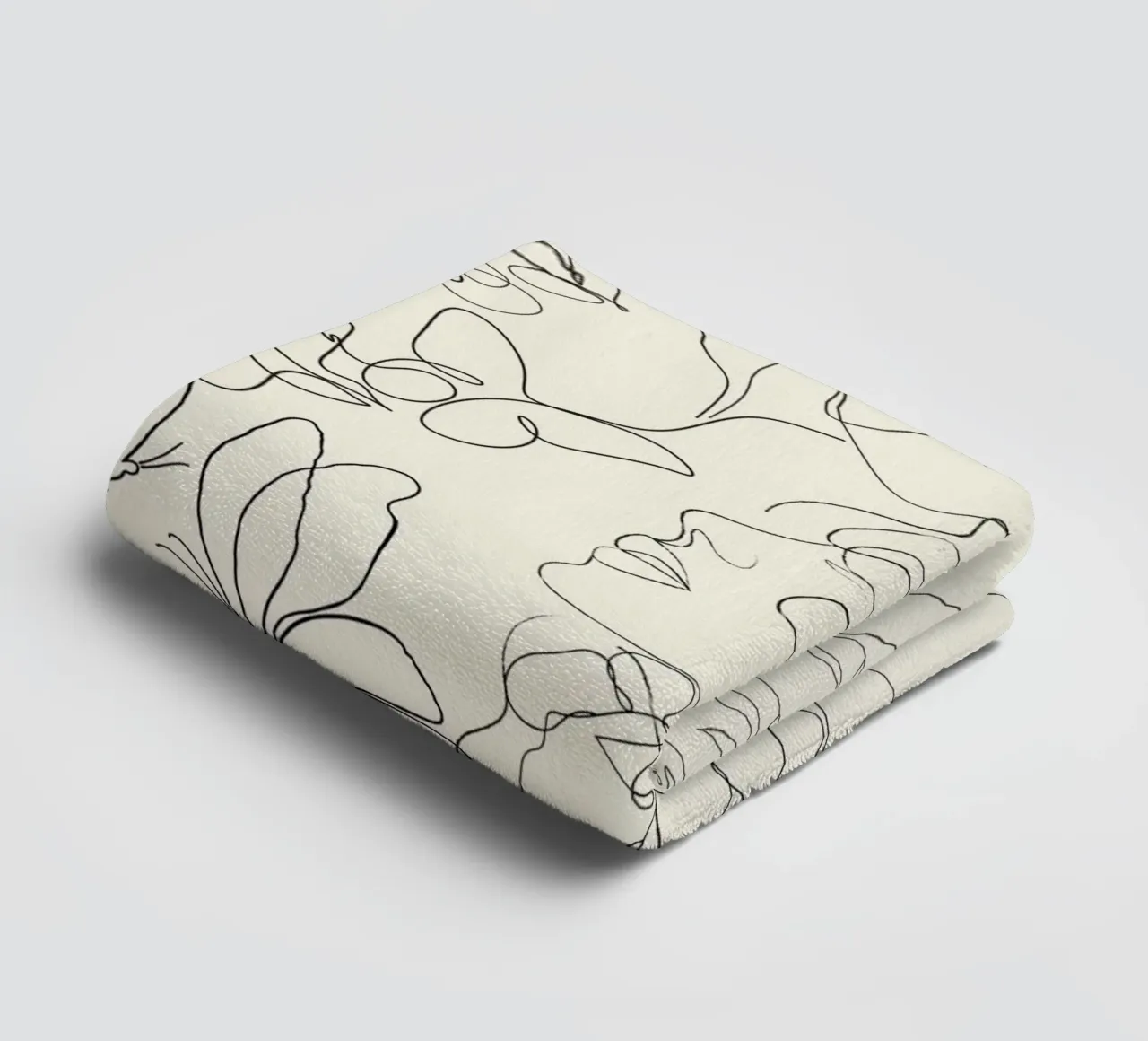 Minimalist Line Art Abstract Faces Flowers Poster towel by NorwesClub