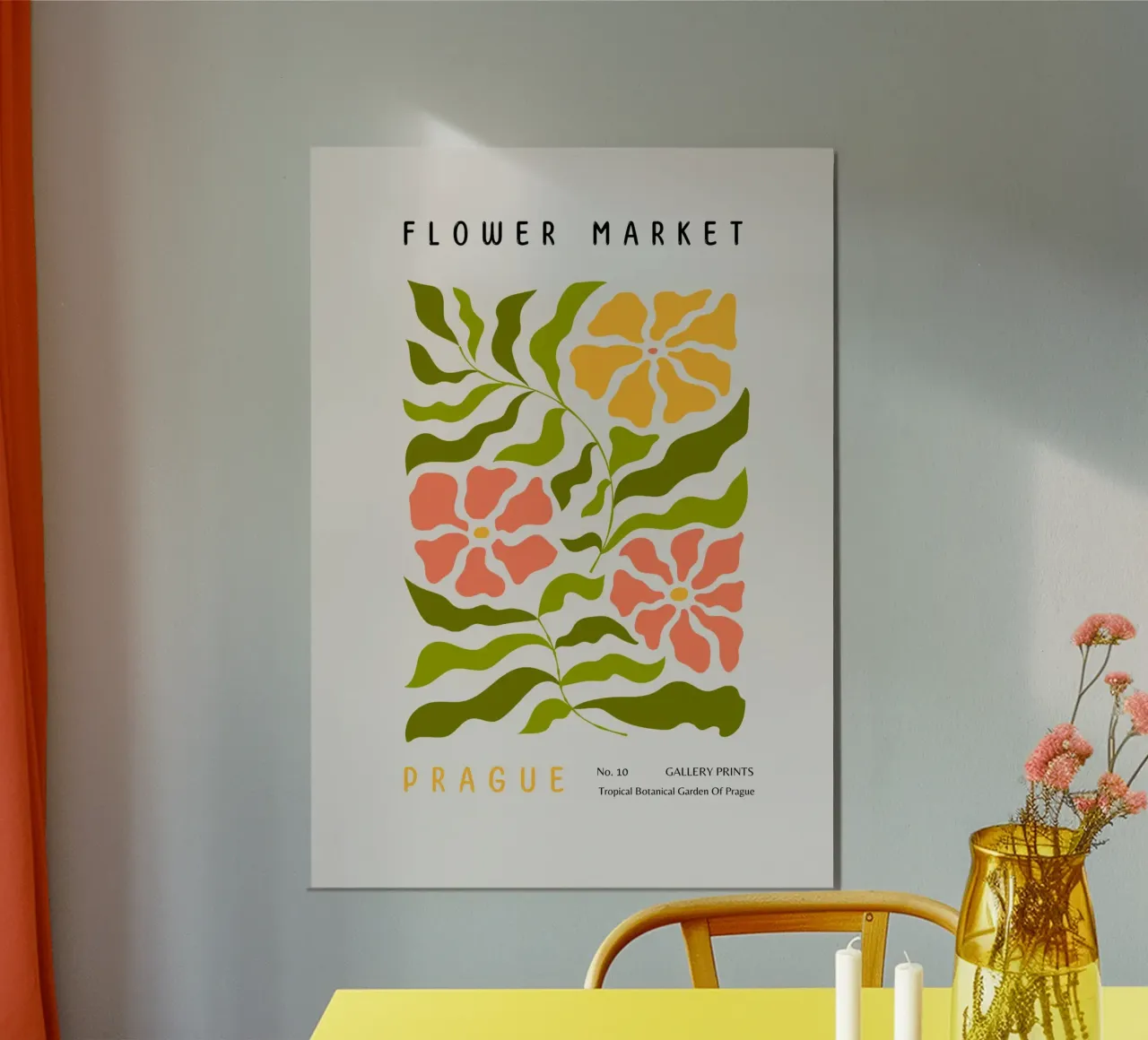 Mercato dei fiori di Praga Giardino botanico tropicale Arte poster con telaio in plastica da NorwesClub