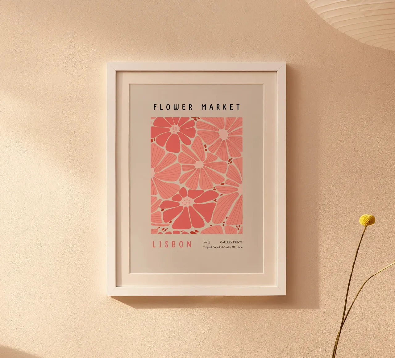 Poster floreale astratto rosa del mercato dei fiori di Lisbona poster da NorwesClub