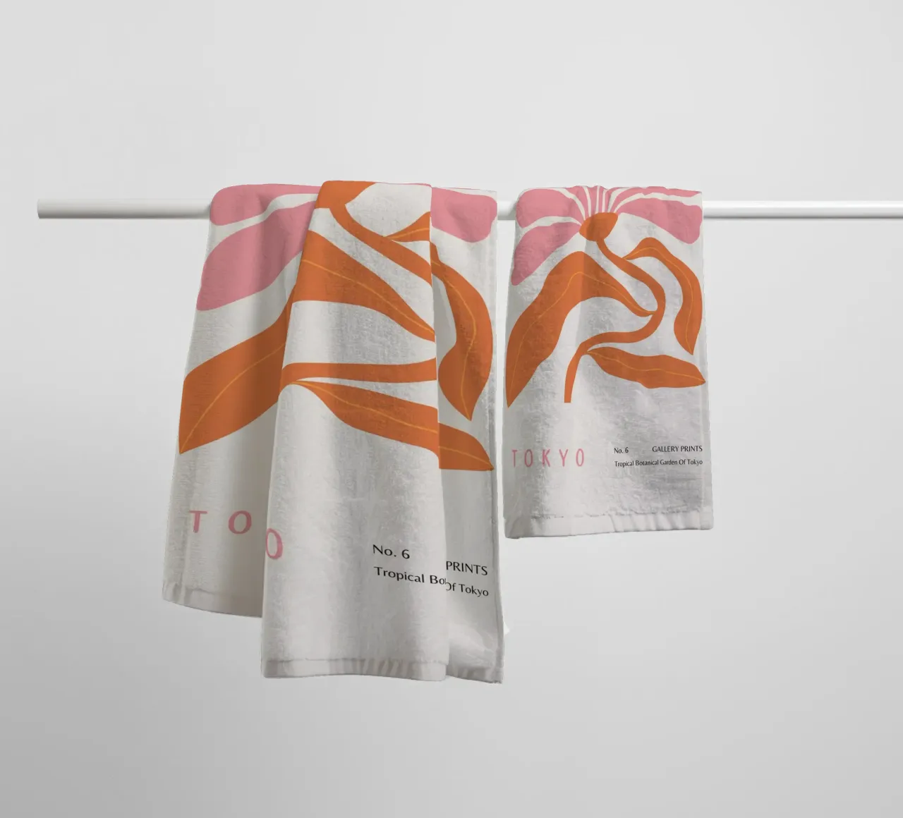 Tokyo Flower Market Pink Orange Abstract Art towel by NorwesClub