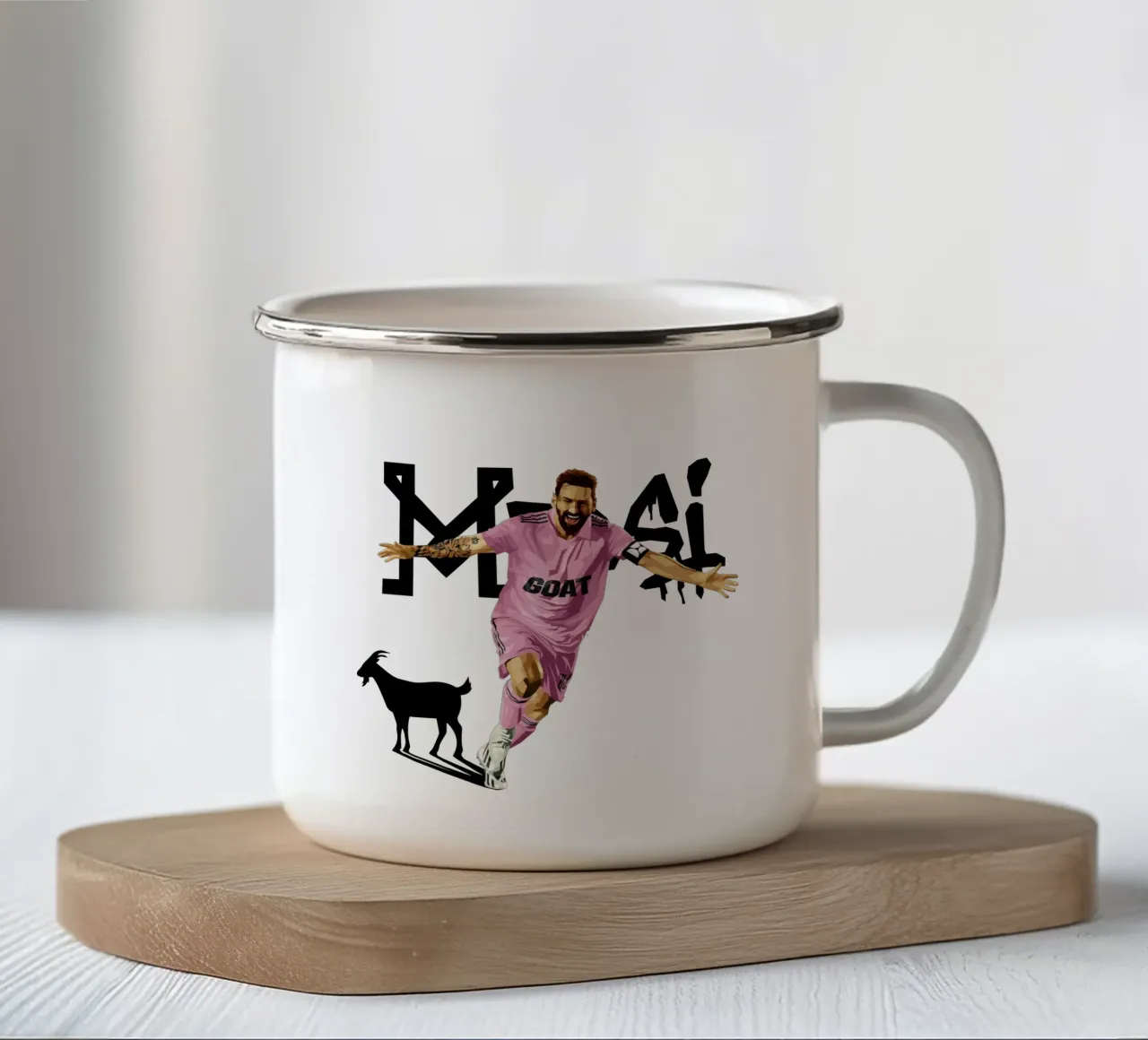Lionel Messi GOAT tazza in smalto da WPAP MALANG