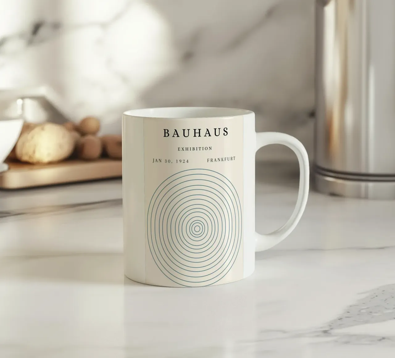 Poster della mostra Bauhaus 1924 Cerchi concentrici tazza in ceramica da NorwesClub