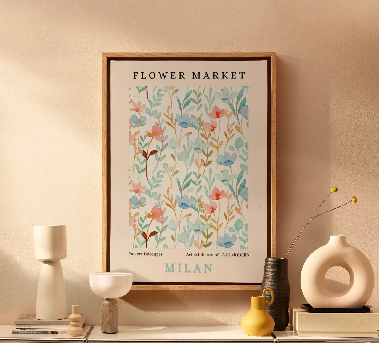Milaan Tate Modern Bloemenmarkt Bloemsierkunst canvas met Baklijst van NorwesClub