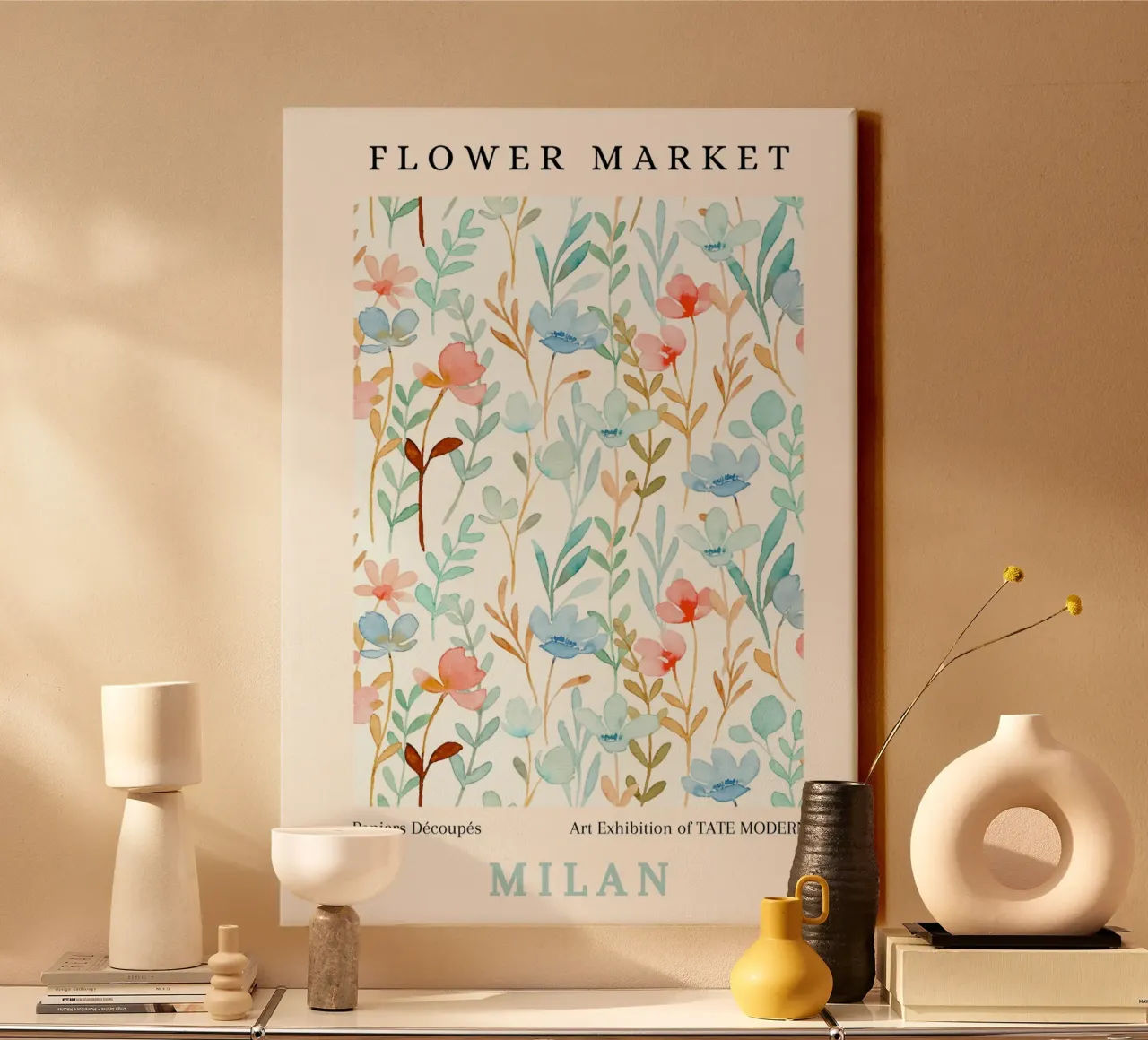Milaan Tate Modern Bloemenmarkt Bloemsierkunst canvas met Baklijst van NorwesClub