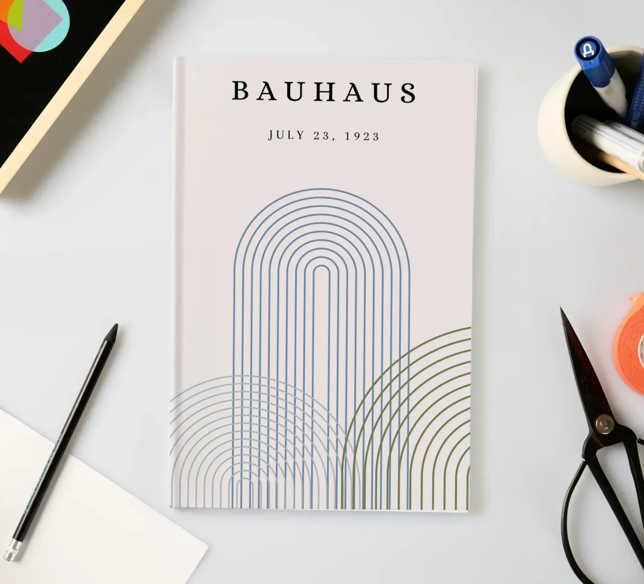 Bauhaus 1923 Geometric Abstract Arcs Poster notebook by NorwesClub