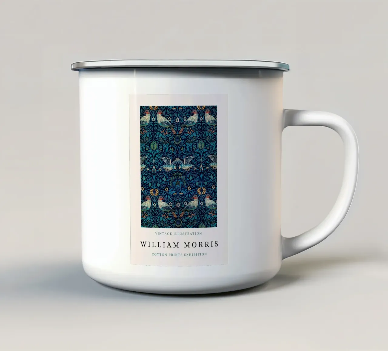 William Morris Arts & Crafts - Poster con motivi di uccelli tazza in smalto da NorwesClub
