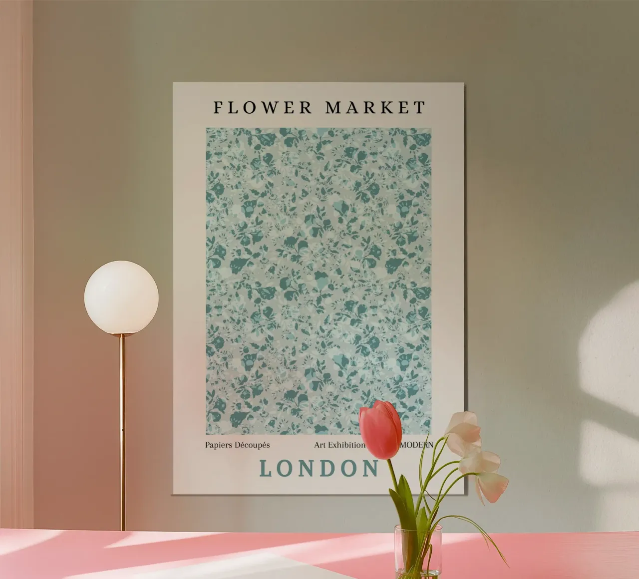 Londra Tate Modern Mercato dei fiori Arte floreale poster con telaio in legno da NorwesClub