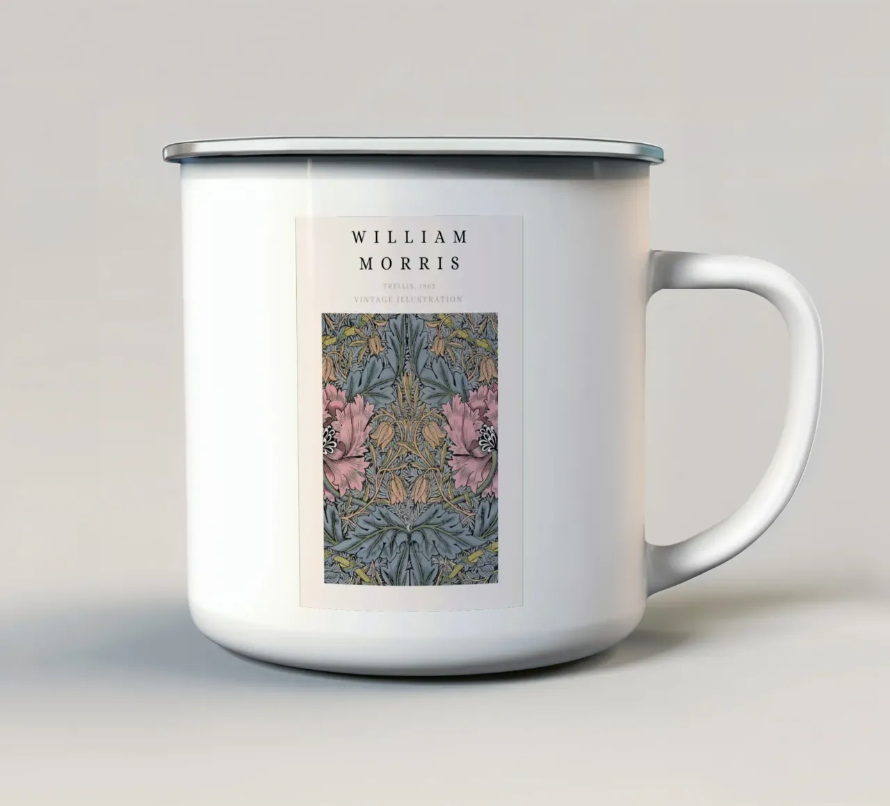 William Morris 1862 Trellis Pattern Arts & Crafts Emaille Tasse von NorwesClub