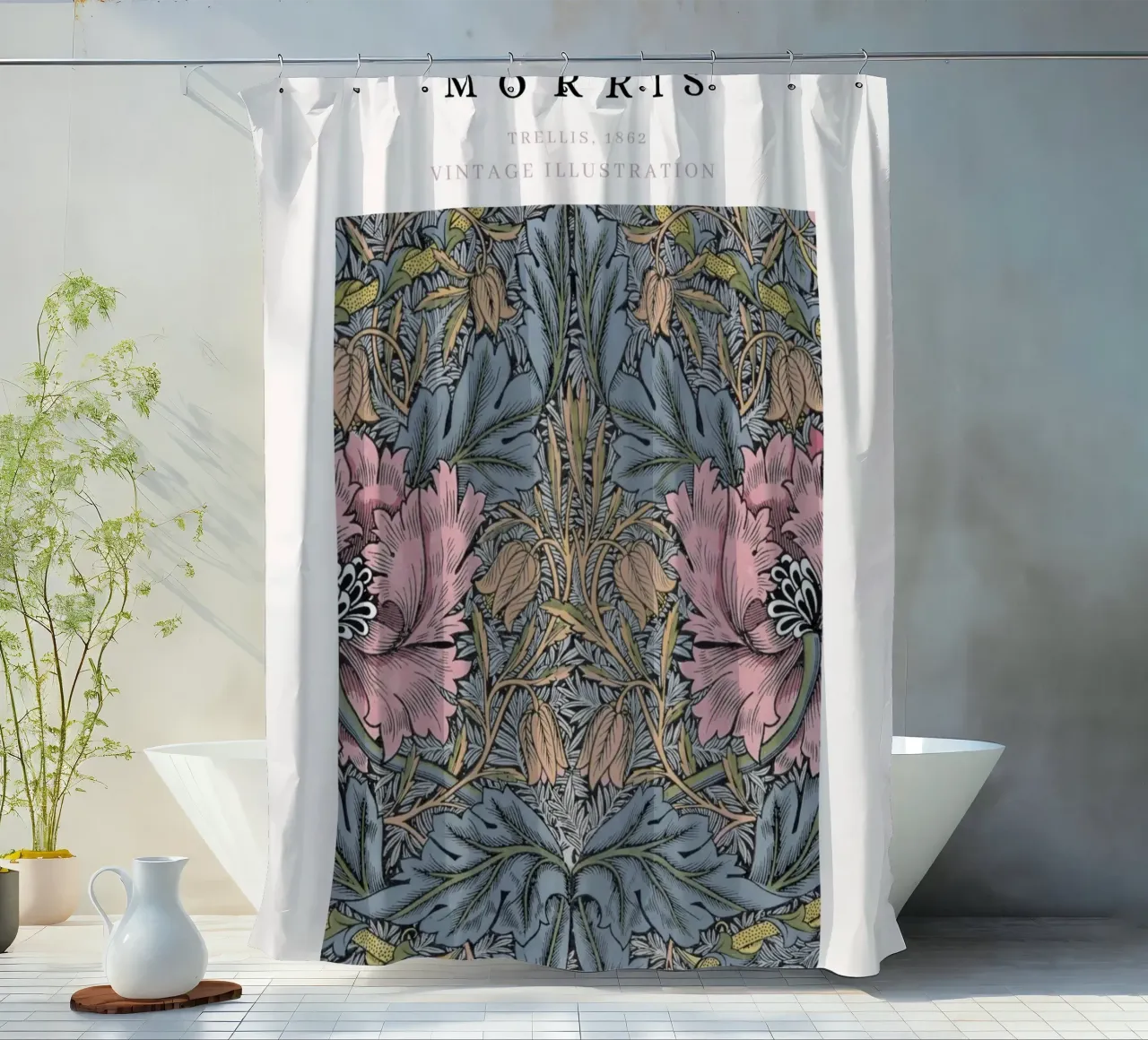William Morris 1862 Trellis Pattern Arts & Crafts Duschvorhang von NorwesClub