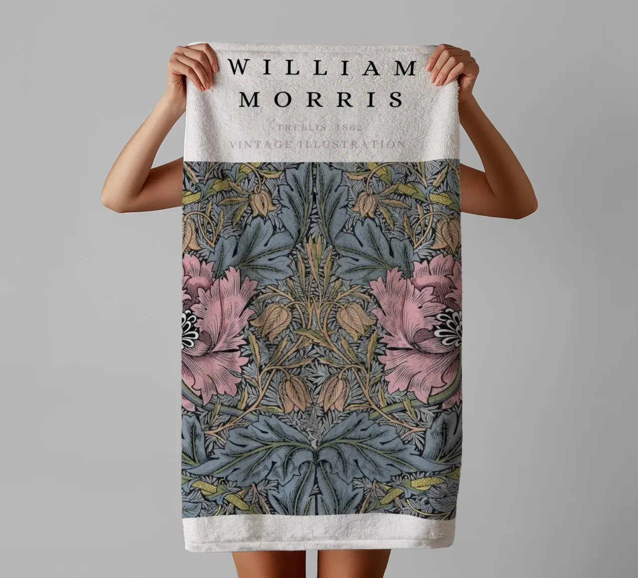 William Morris 1862 Trellis Pattern Arts & Crafts towel by NorwesClub