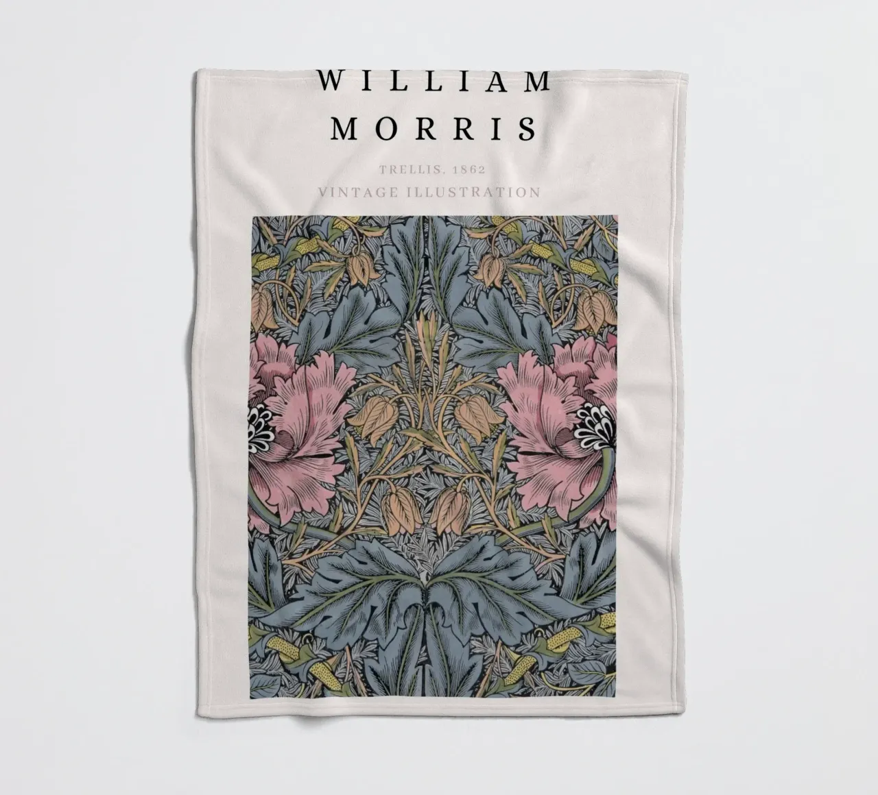 William Morris 1862 Trellis Pattern Arts & Crafts fleece blanket by NorwesClub