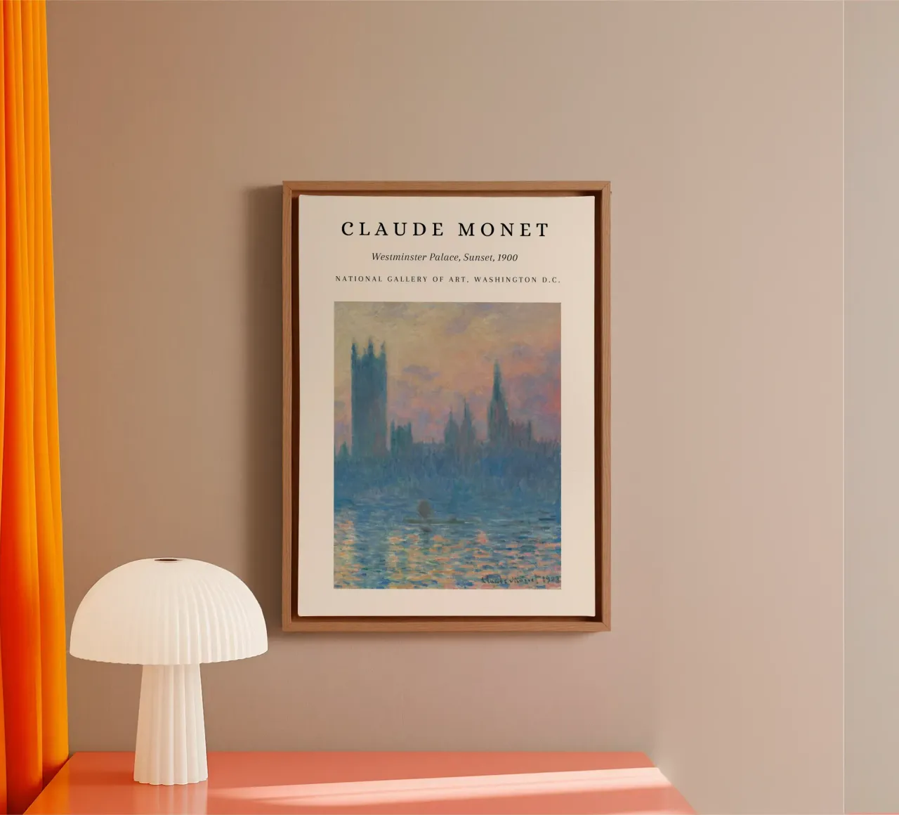 Monet Westminster Palace Zonsondergang 1900 Impressionist canvas met Baklijst van NorwesClub