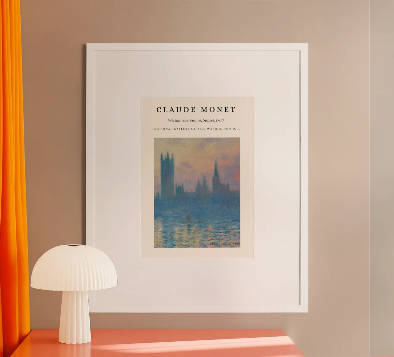 Monet Westminster Palace Zonsondergang 1900 Impressionist poster met kunststof frame van NorwesClub