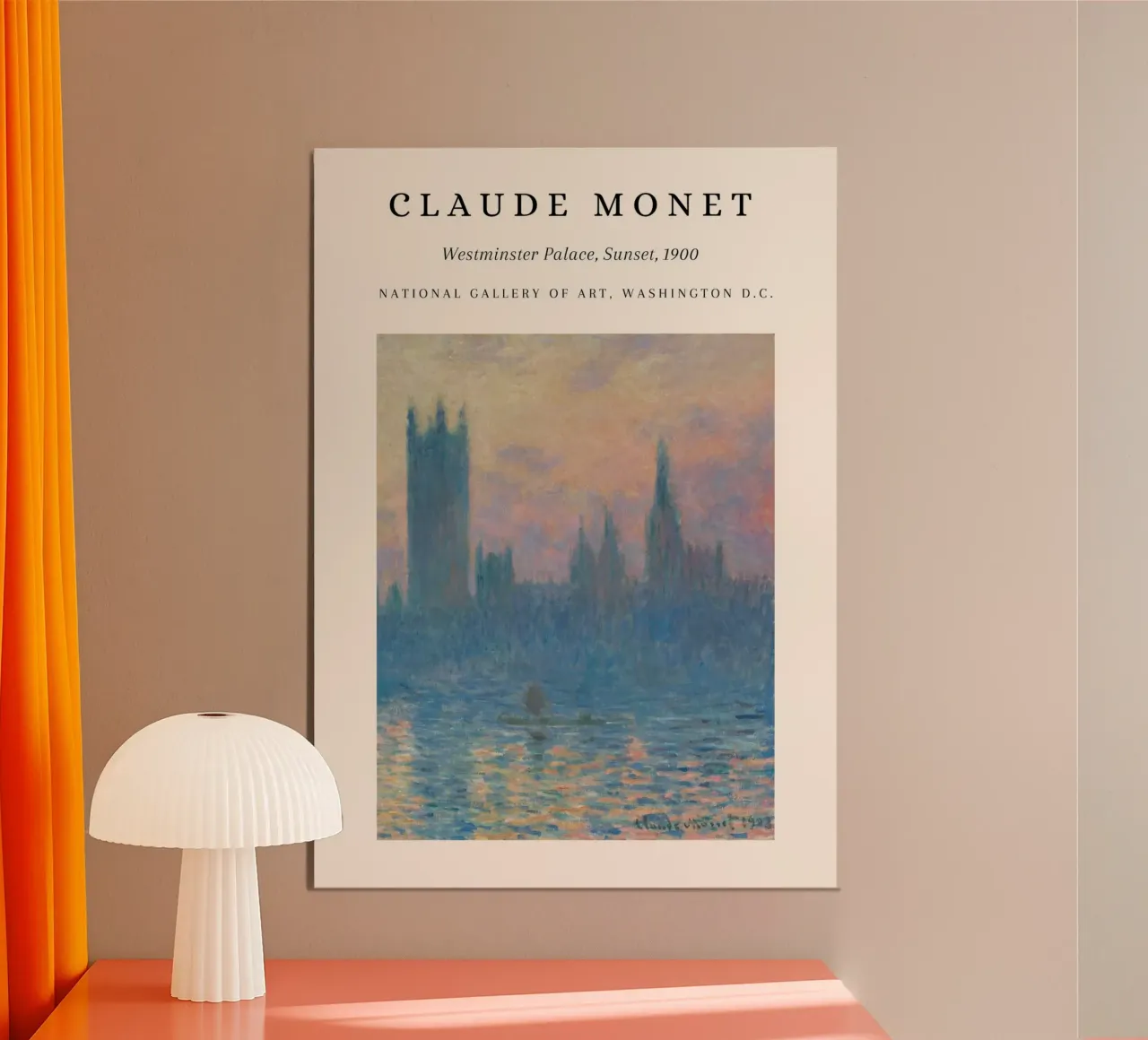 Monet Westminster Palace Zonsondergang 1900 Impressionist poster met kunststof frame van NorwesClub