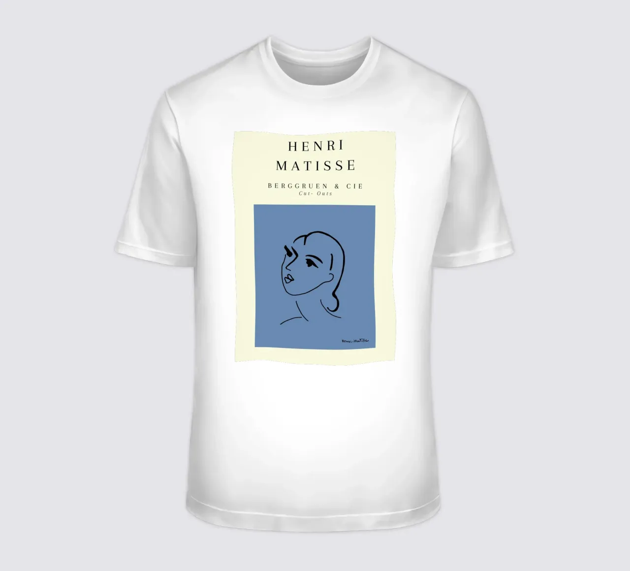 Matisse Blue Abstract Face Line Art Berggruen t-shirt da NorwesClub