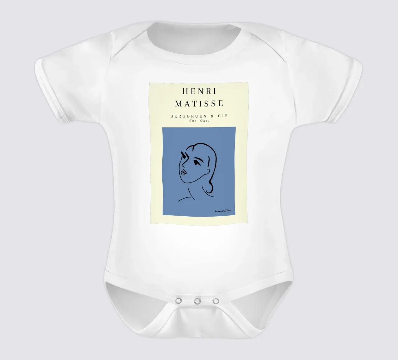 Matisse Blue Abstract Face Line Art Berggruen body neonato maniche corte da NorwesClub