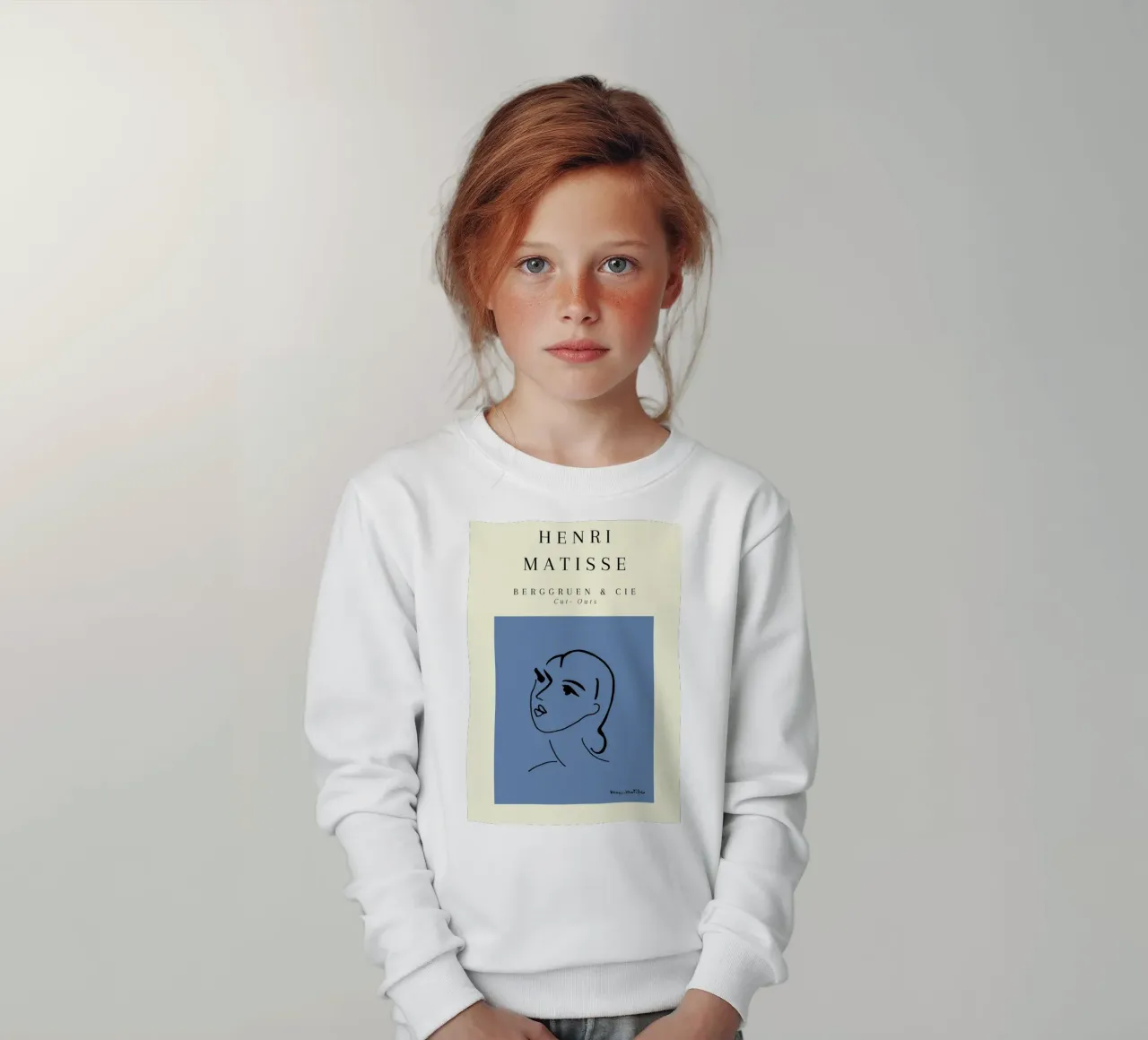 Matisse Blue Abstract Face Line Art Berggruen felpa bambino da NorwesClub