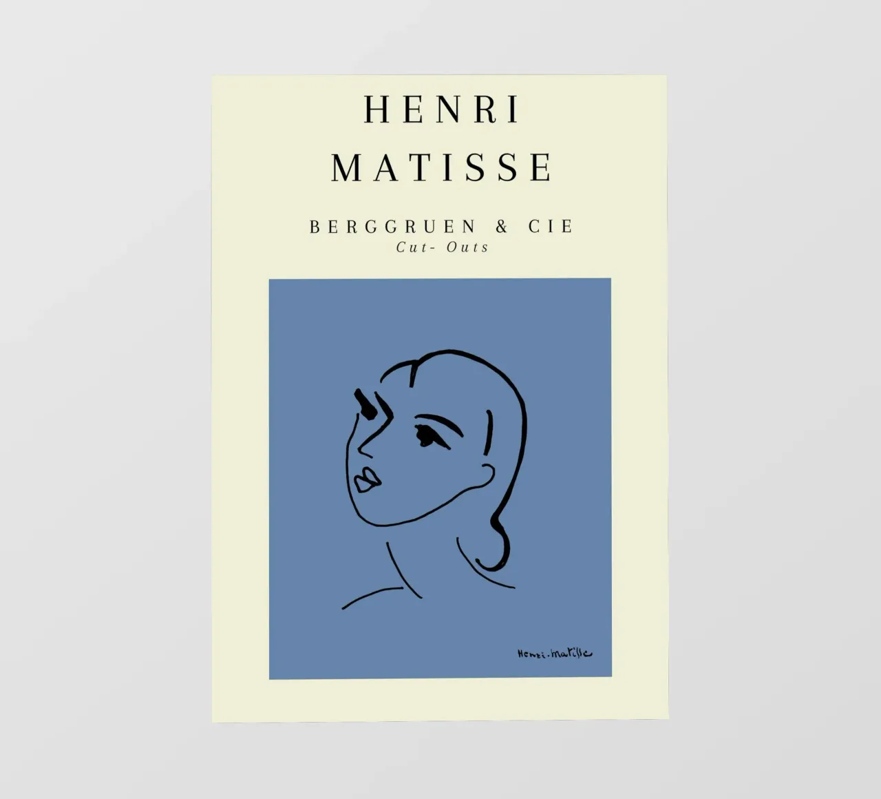 Matisse Blue Abstract Face Line Art Berggruen telo in pvc da NorwesClub