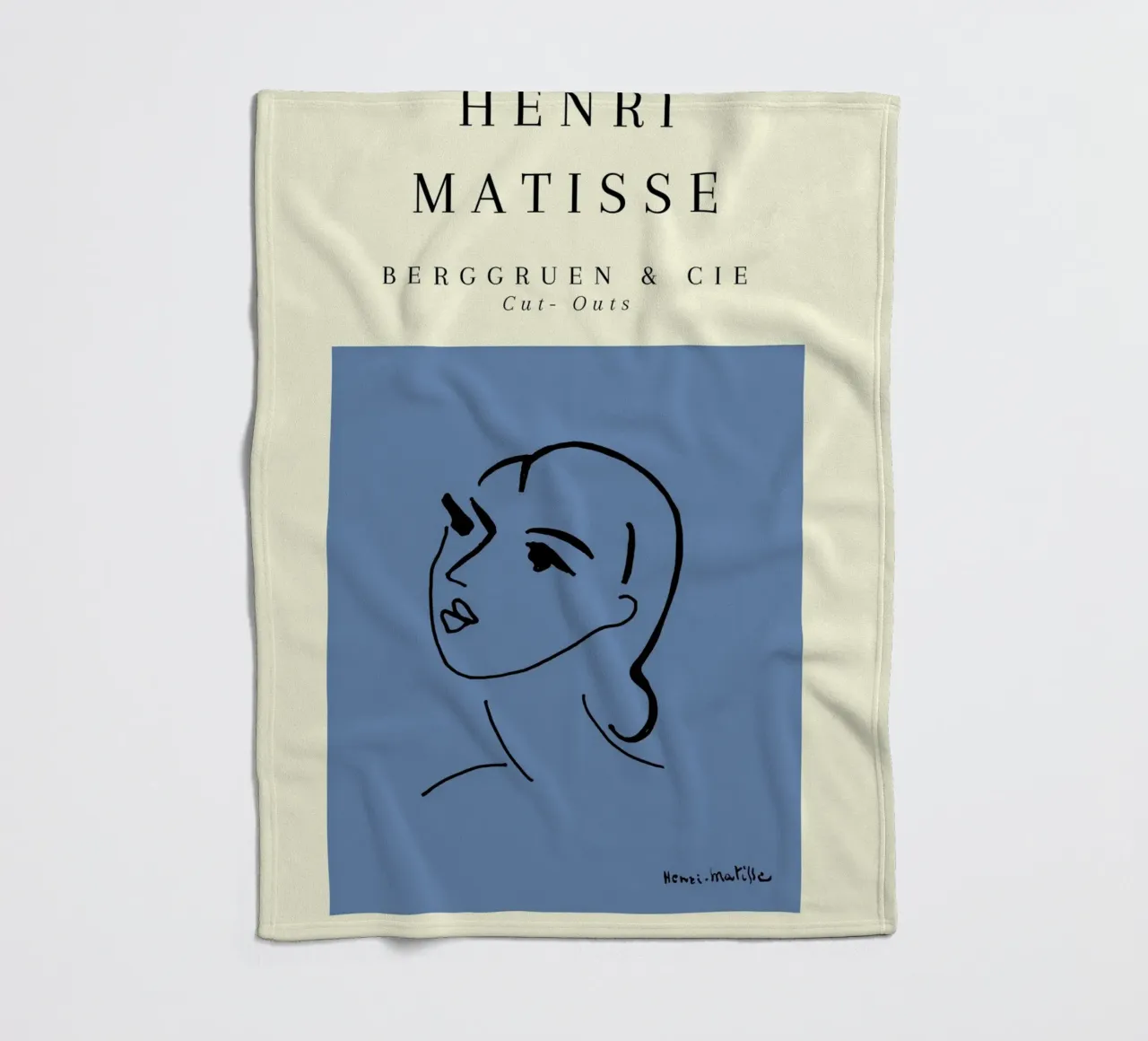 Matisse Blue Abstract Face Line Art Berggruen coperta in pile da NorwesClub