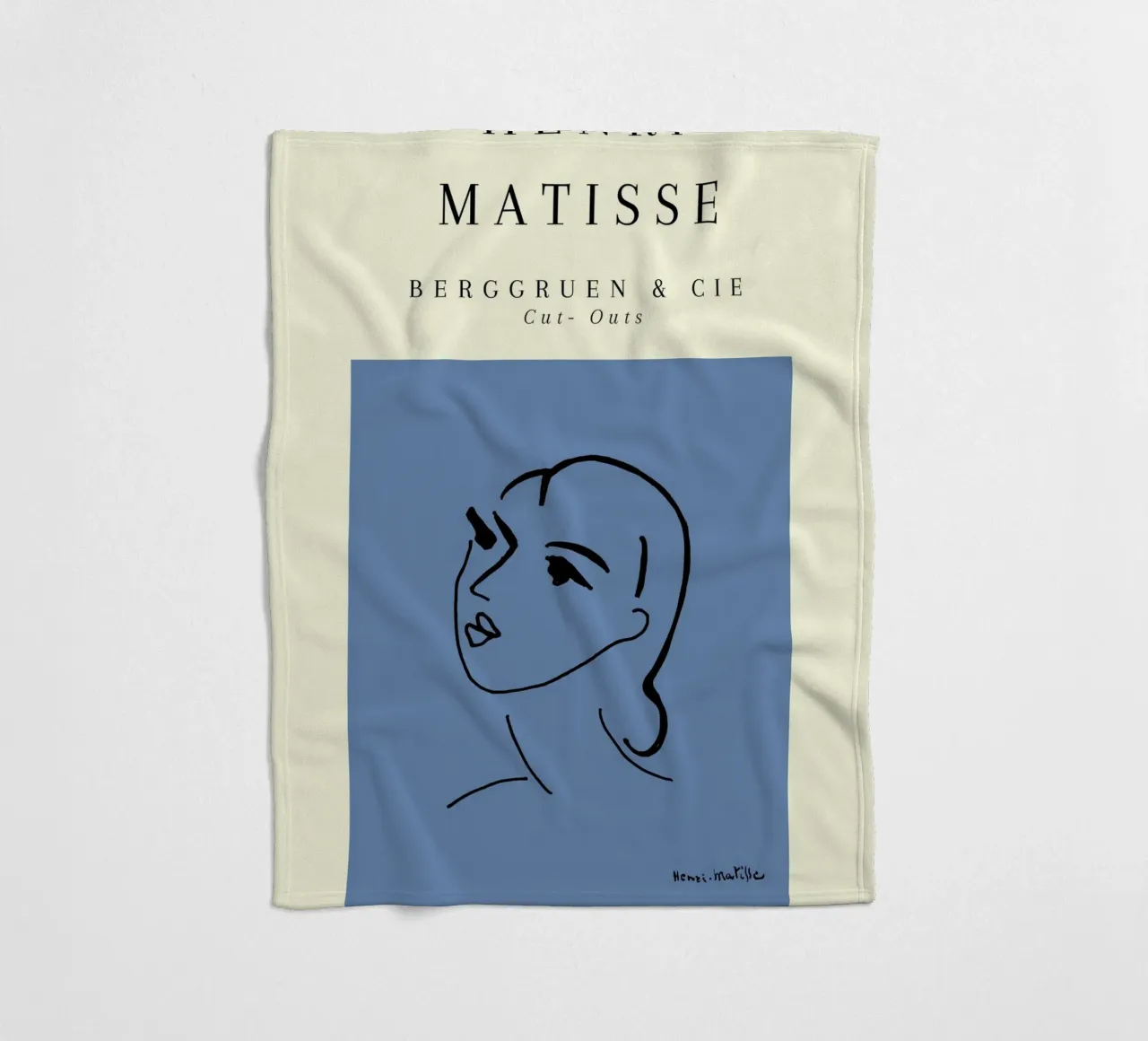 Matisse Blue Abstract Face Line Art Berggruen coperta in pile da NorwesClub