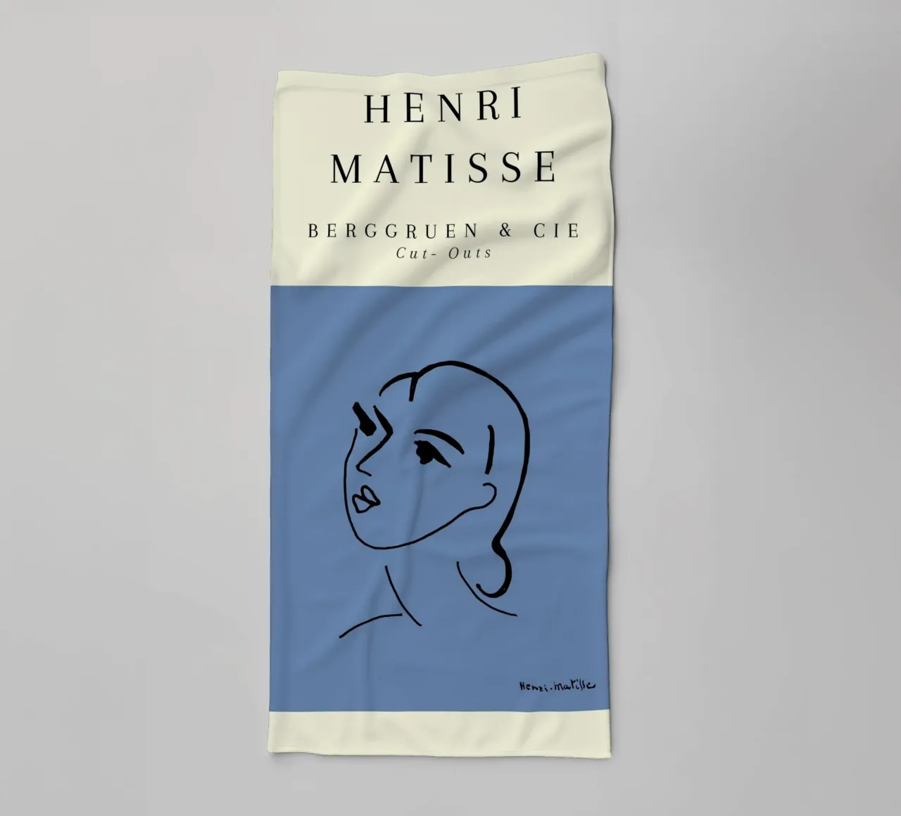 Matisse Blue Abstract Face Line Art Berggruen asciugamano da bagno da NorwesClub
