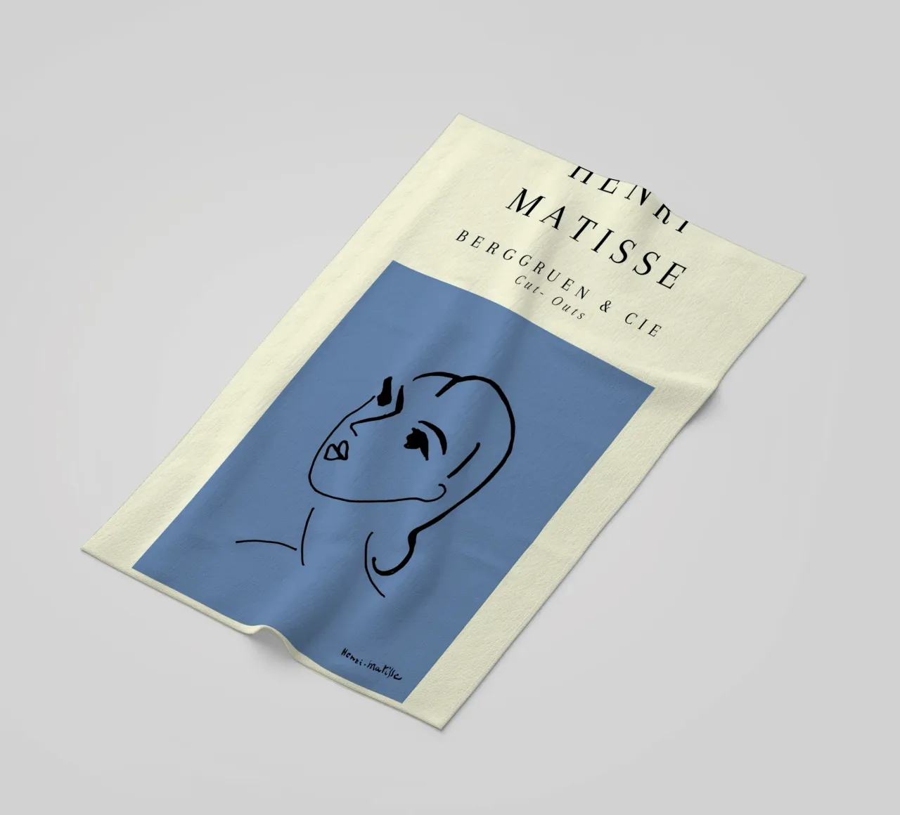 Matisse Blue Abstract Face Line Art Berggruen telo mare da NorwesClub