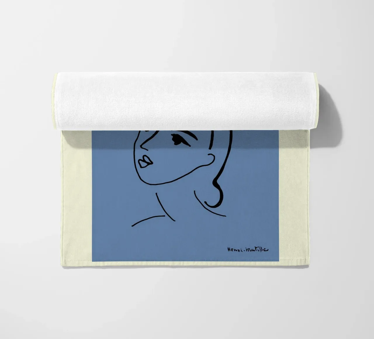 Matisse Blue Abstract Face Line Art Berggruen telo mare da NorwesClub