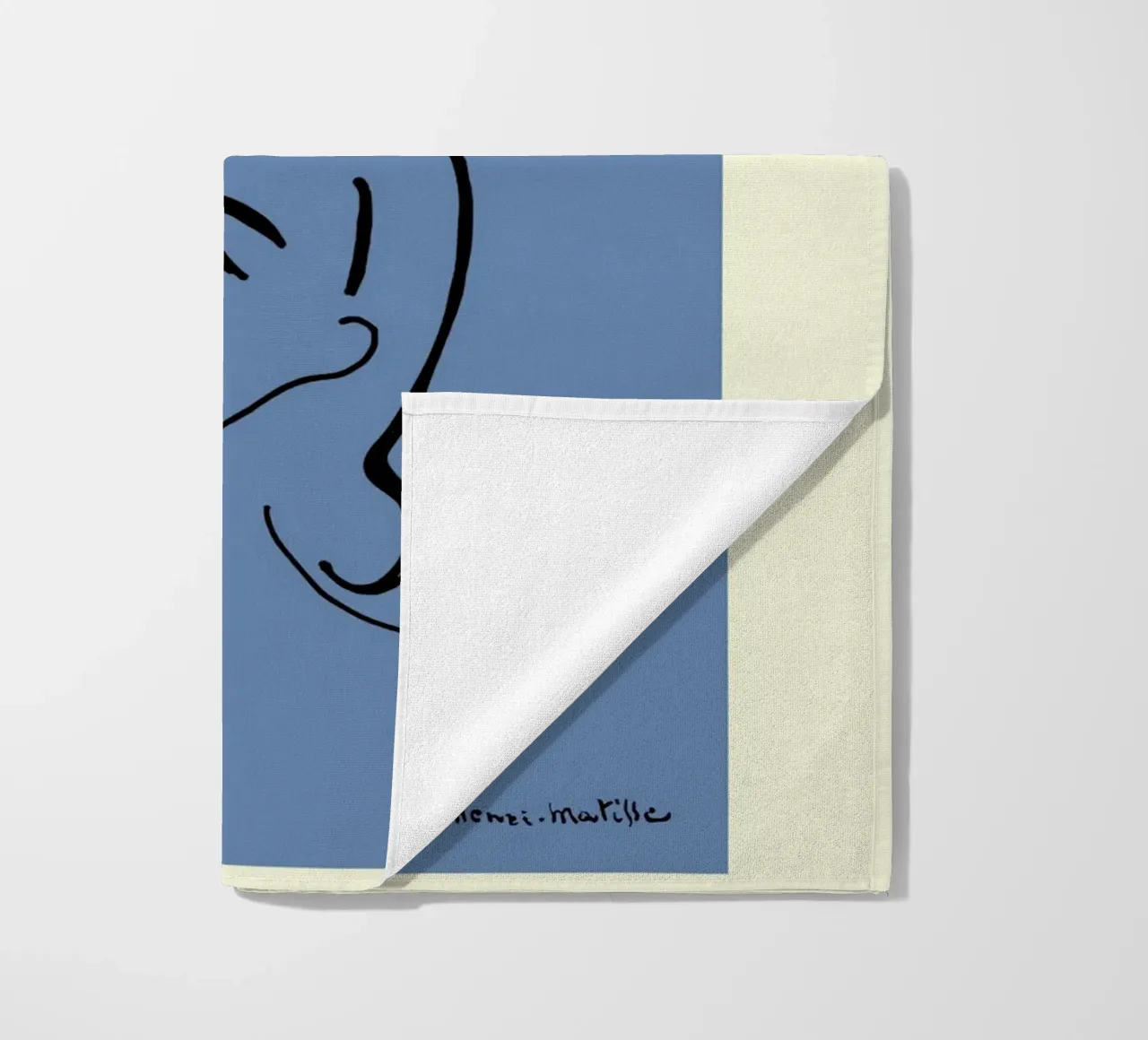 Matisse Blue Abstract Face Line Art Berggruen telo mare da NorwesClub