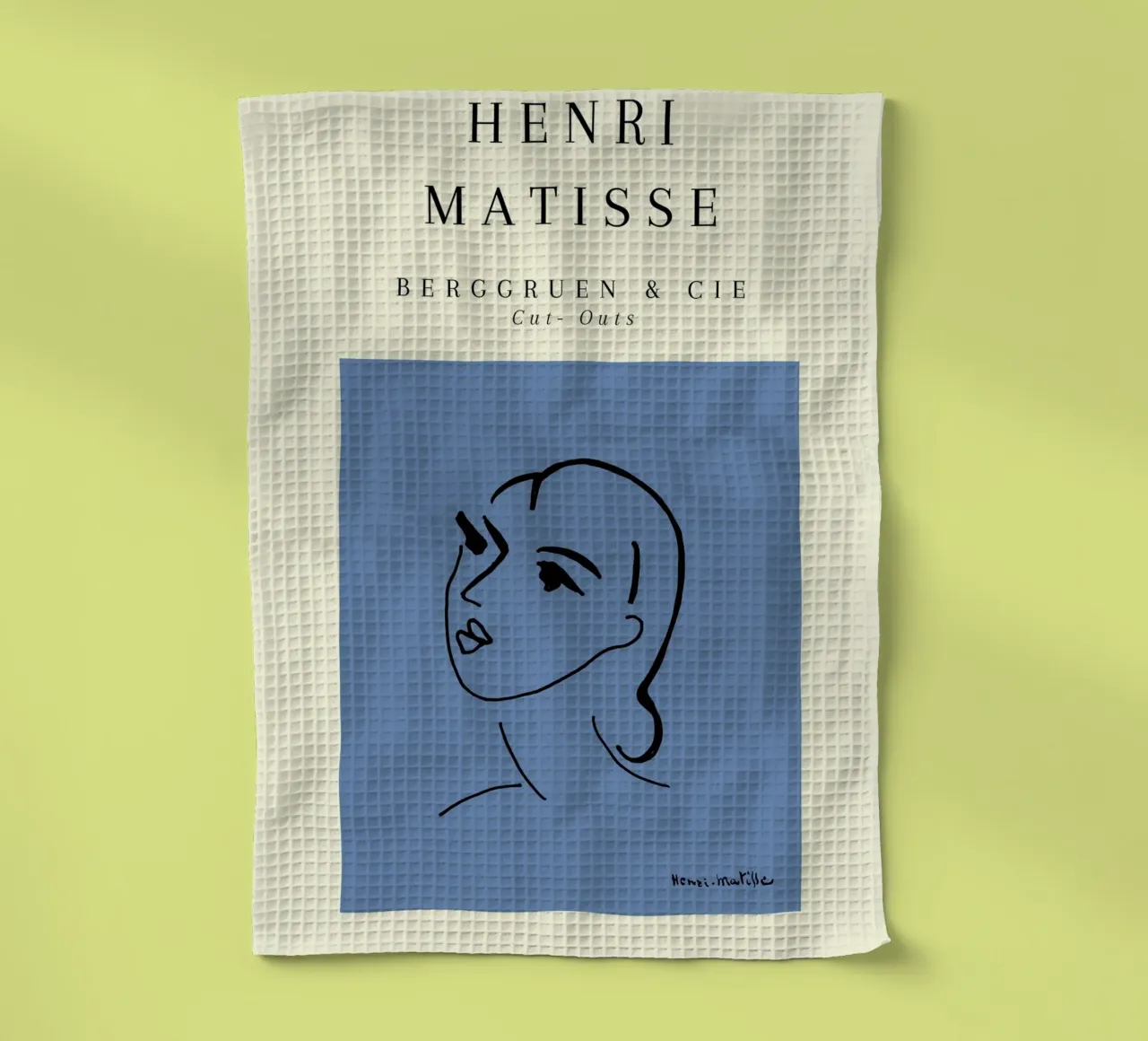 Matisse Blue Abstract Face Line Art Berggruen canovaccio da cucina da NorwesClub