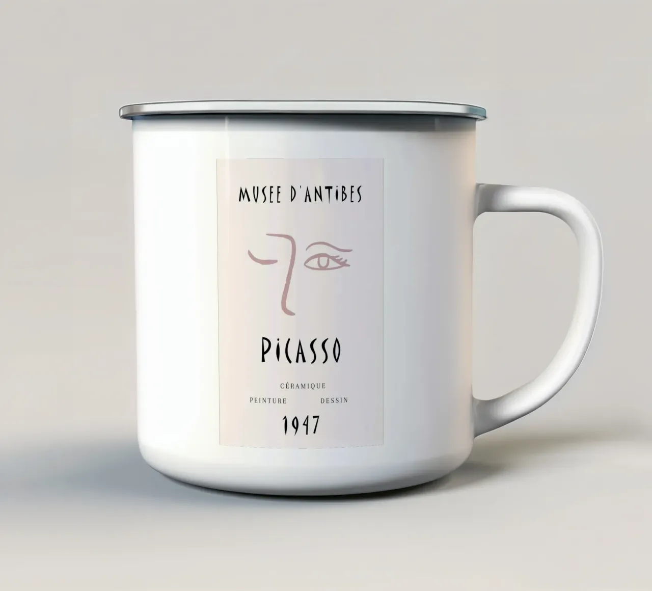Picasso Musee D'Antibes 1947 Pink Face Poster tazza in smalto da NorwesClub