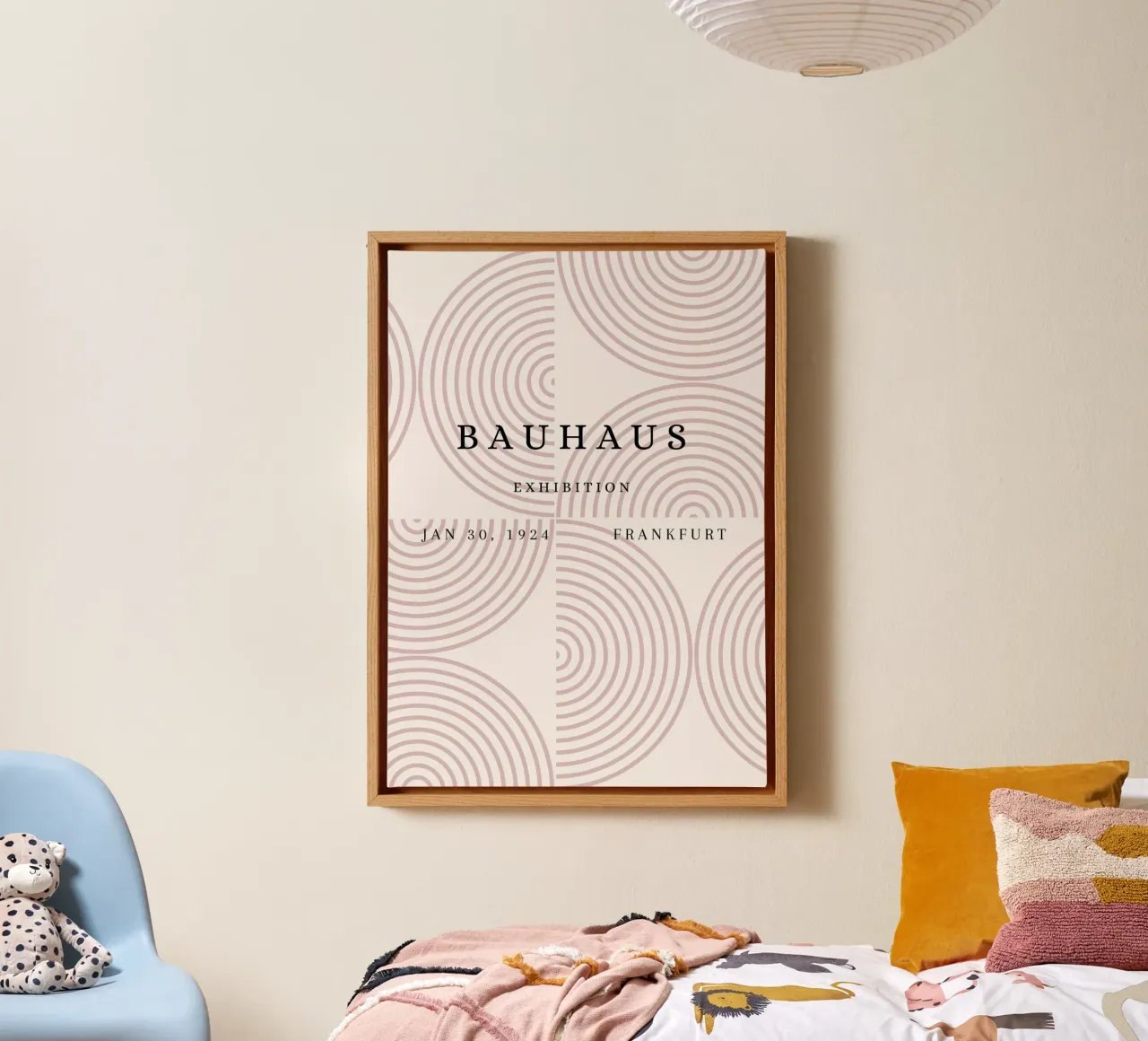 Bauhaus 1924 Geometric Arcs Pattern Poster Leinwand mit Schattenfugenrahmen von NorwesClub