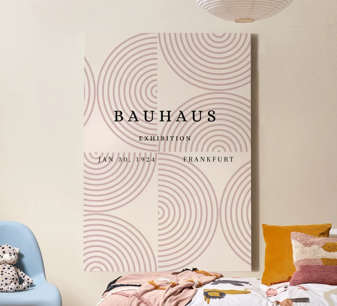 Bauhaus 1924 Geometric Arcs Pattern Poster Leinwand mit Schattenfugenrahmen von NorwesClub