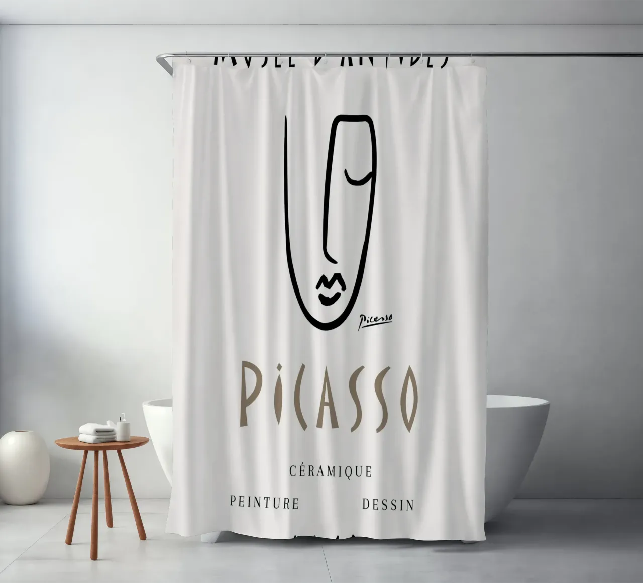 Picasso Musee D'Antibes 1948 Abstract Gezicht Poster douchegordijn van NorwesClub