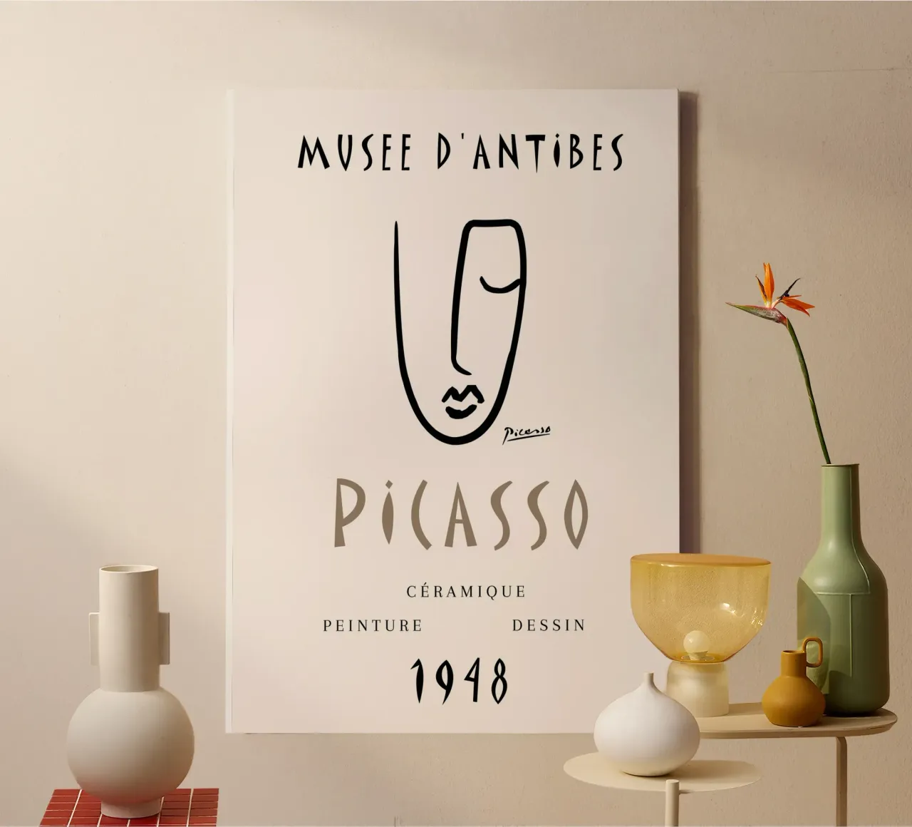 Picasso Musee D'Antibes 1948 Abstract Gezicht Poster canvas van NorwesClub