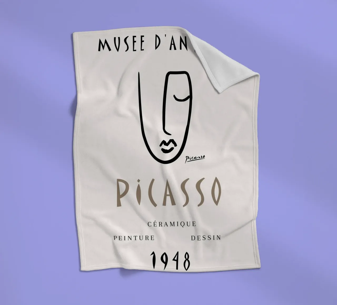 Picasso Musee D'Antibes 1948 Abstract Gezicht Poster fleecedeken van NorwesClub
