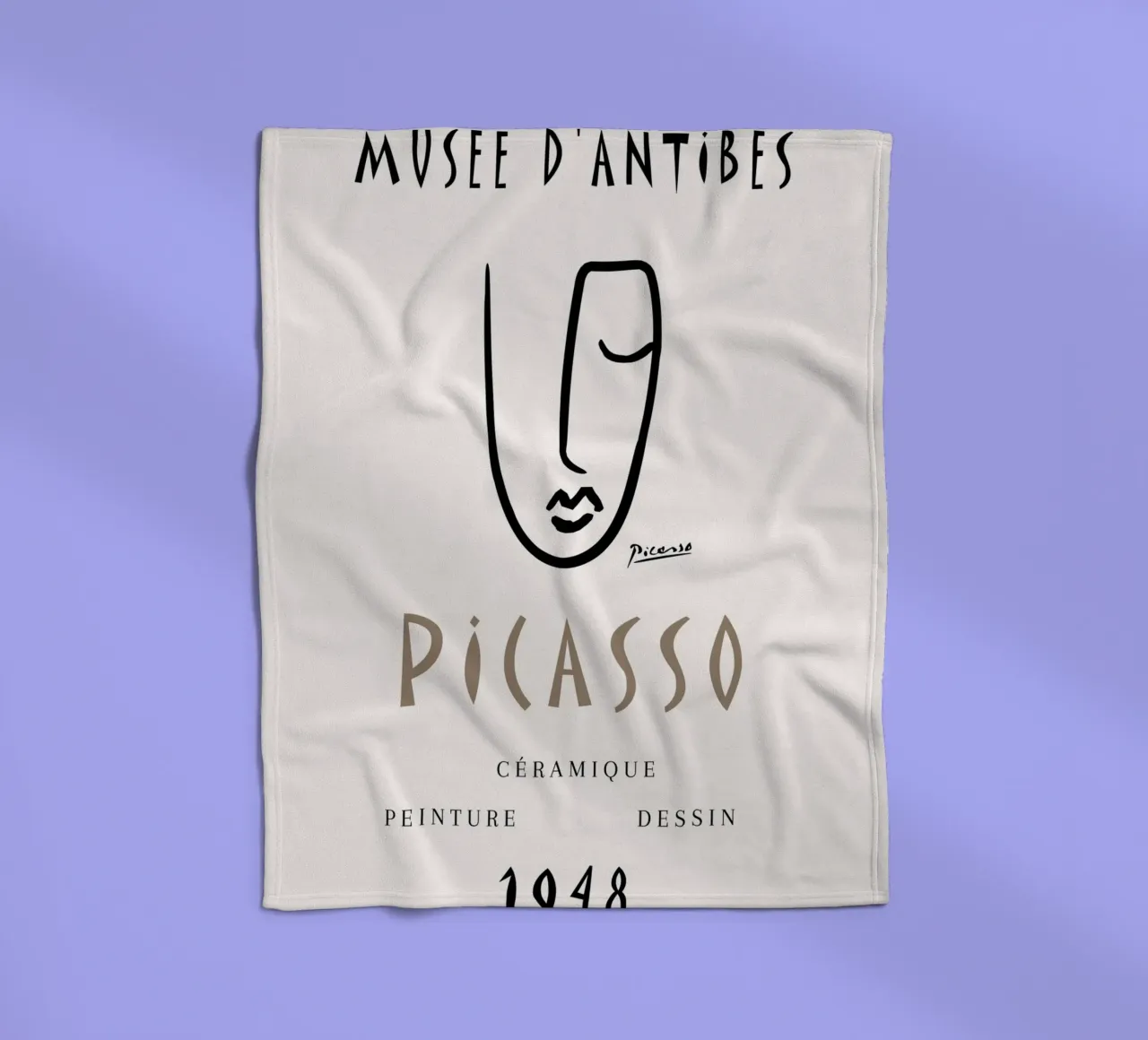 Picasso Musee D'Antibes 1948 Abstract Gezicht Poster fleecedeken van NorwesClub