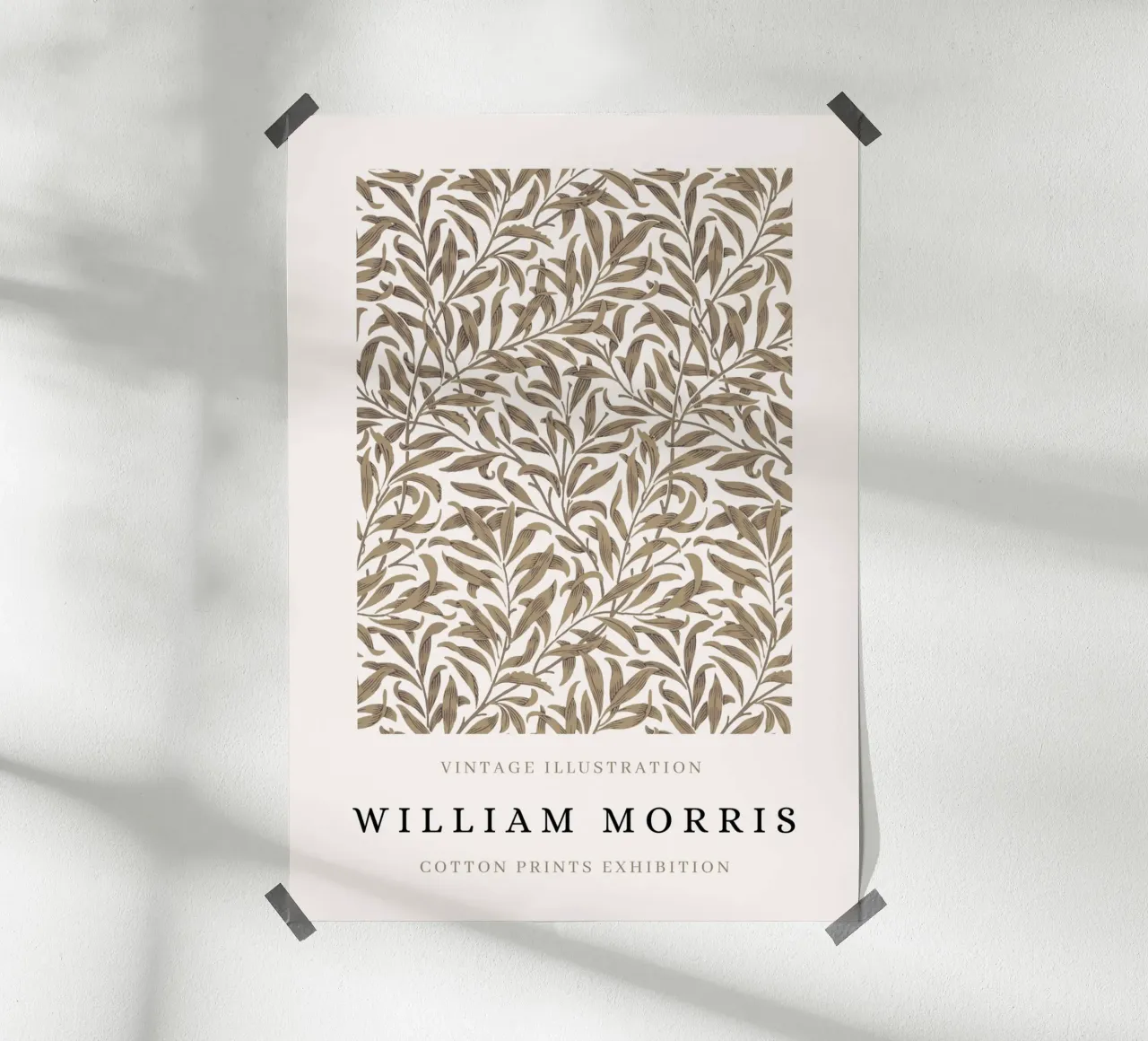 William Morris Arti e Mestieri Taupe Willow Bough poster con telaio in alluminio da NorwesClub