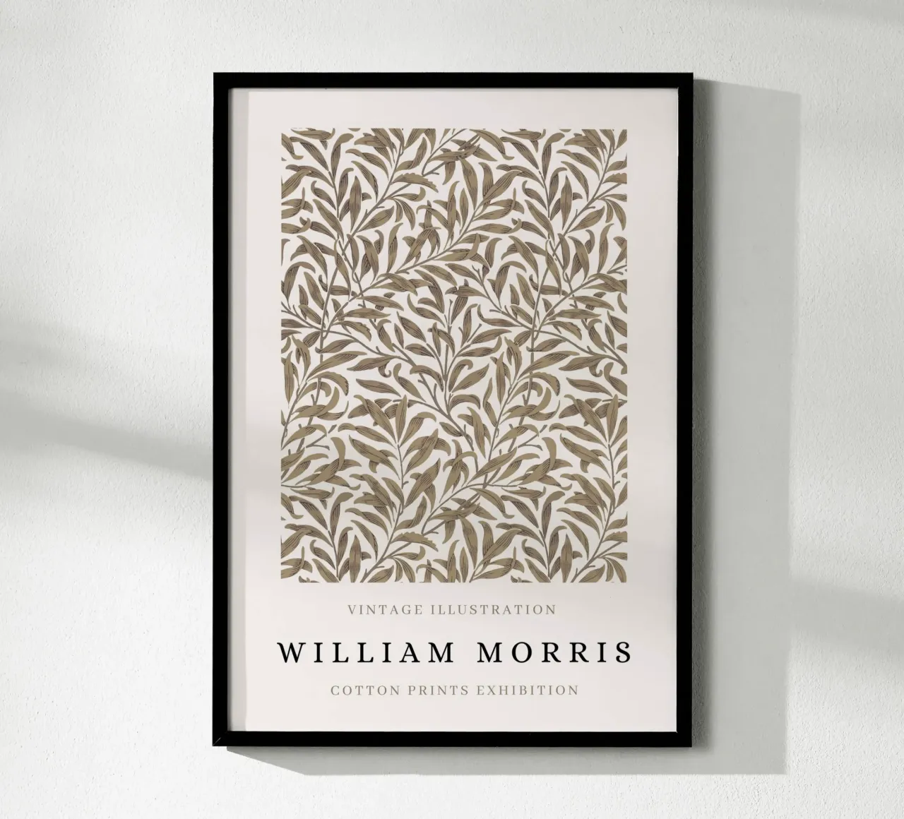 William Morris Arti e Mestieri Taupe Willow Bough poster con telaio in alluminio da NorwesClub
