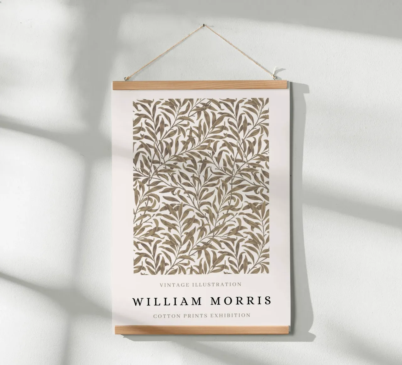 William Morris Arti e Mestieri Taupe Willow Bough poster con telaio in alluminio da NorwesClub