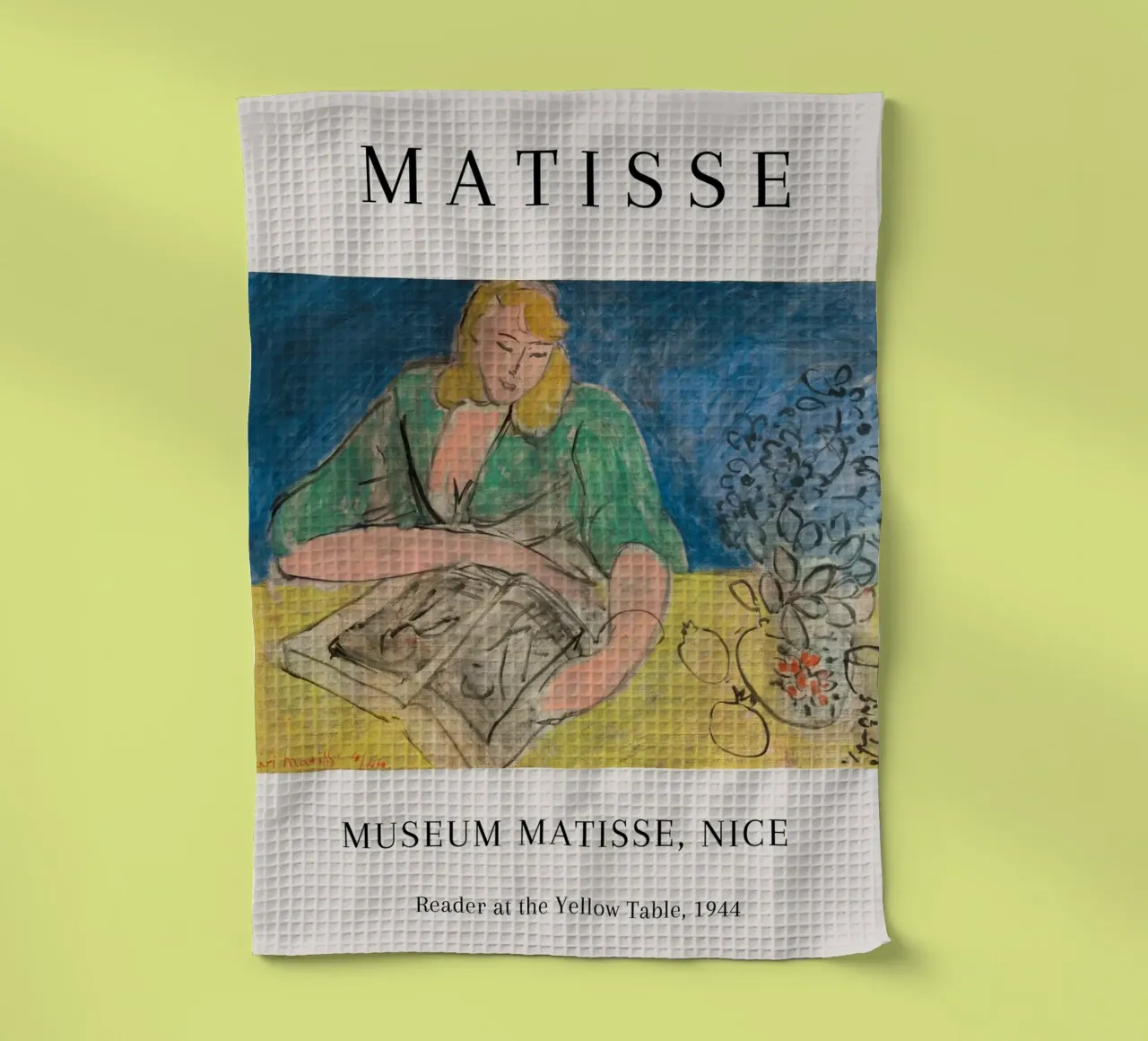 Lecteur Matisse à la table jaune 1944 Nice torchon de NorwesClub