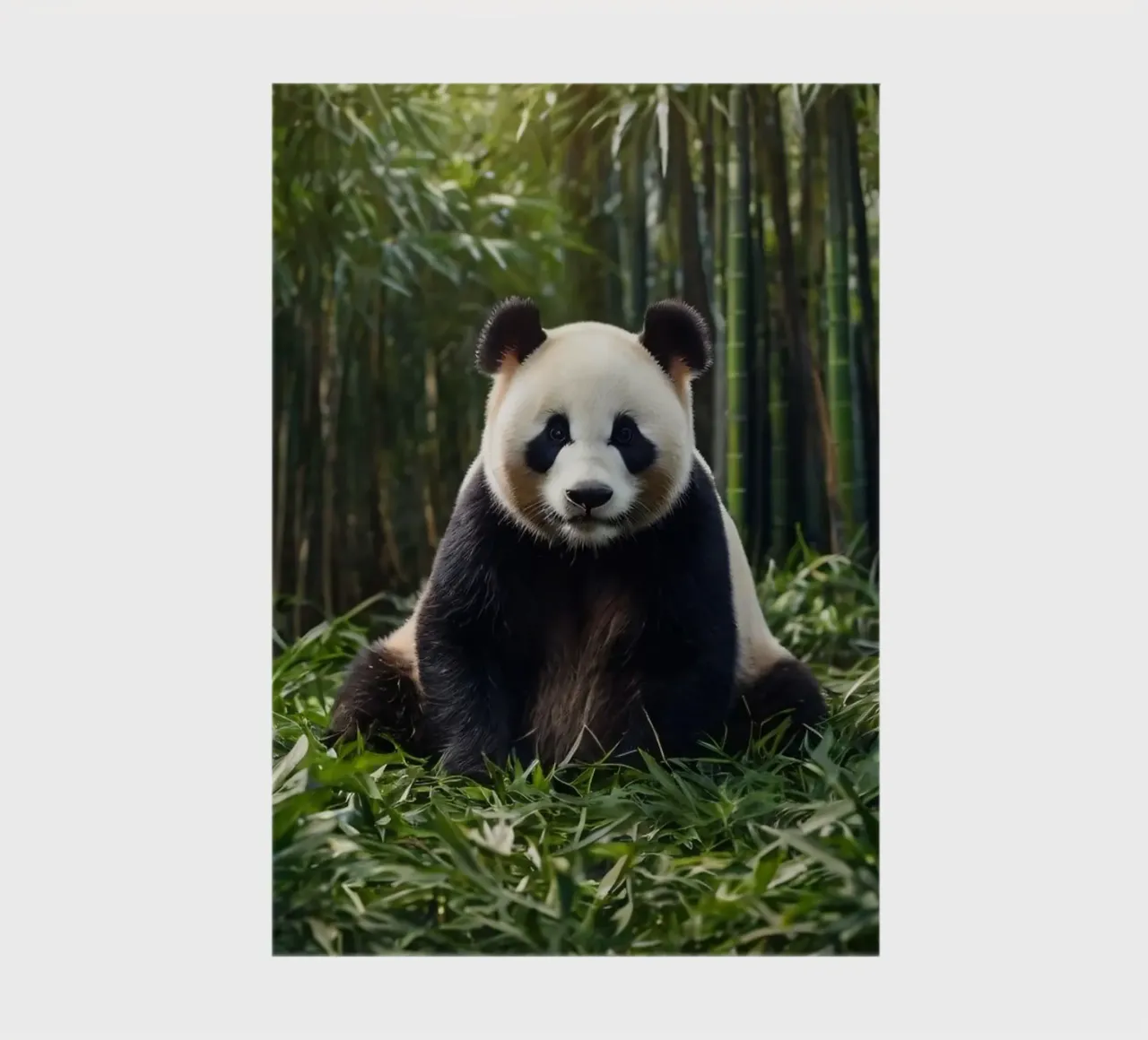 Panda resting among lush bamboo in a serene forest notebook by DesignDoodle