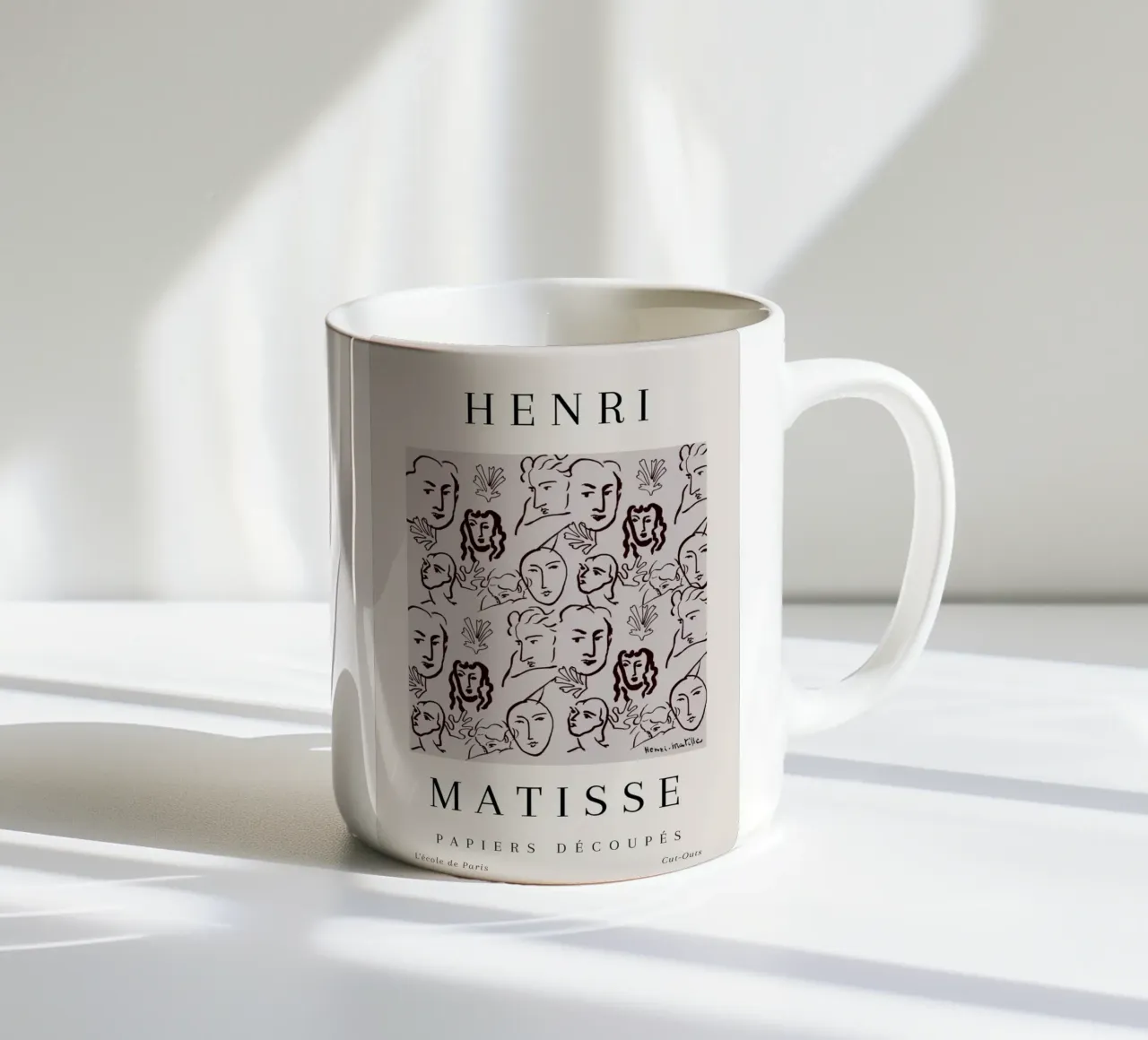 Henri Matisse Abstract Faces Botanical Pattern ceramic mug by NorwesClub