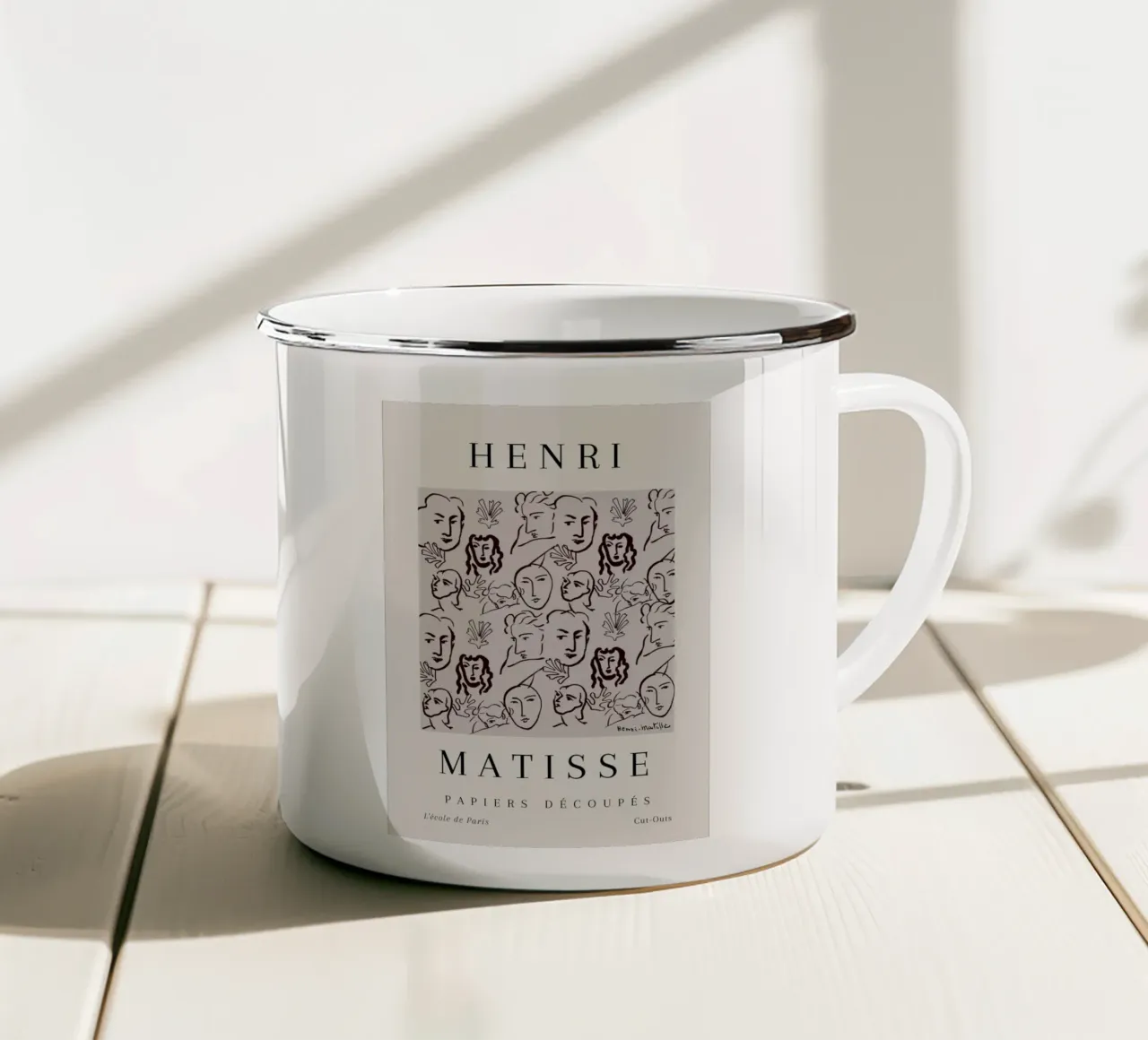 Henri Matisse Volti astratti motivo botanico tazza in smalto da NorwesClub