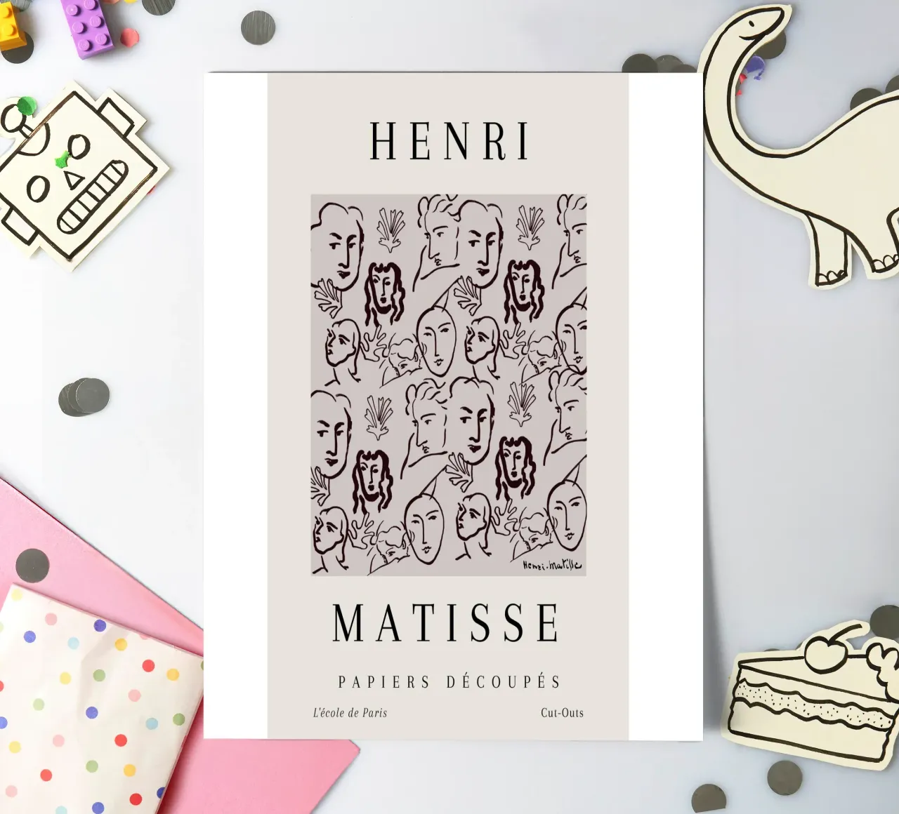 Henri Matisse Abstract Faces Botanical Pattern sticker sheet by NorwesClub