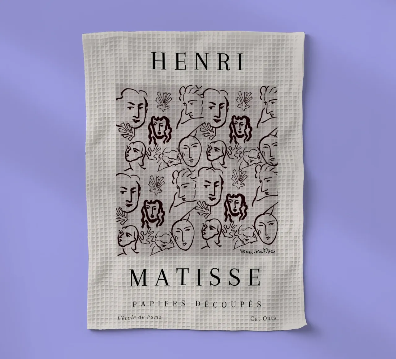 Henri Matisse Abstract Faces Botanical Pattern tea towel by NorwesClub