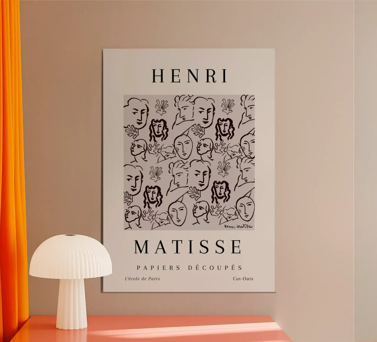 Henri Matisse Abstract Faces Botanical Pattern alu-dibond by NorwesClub