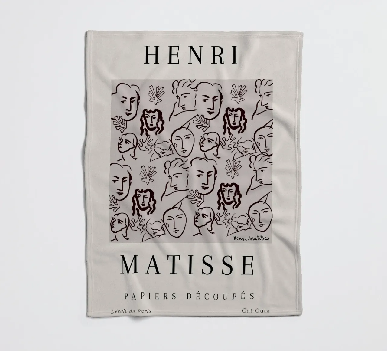Henri Matisse Abstract Faces Botanical Pattern fleece blanket by NorwesClub