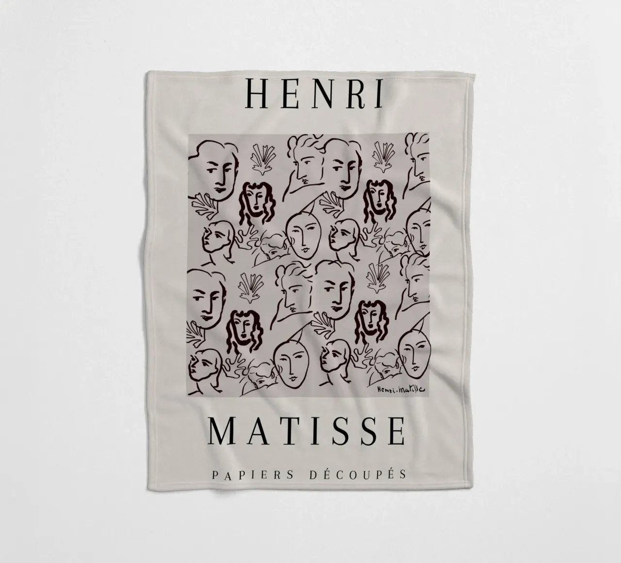 Henri Matisse Abstract Faces Botanical Pattern fleece blanket by NorwesClub