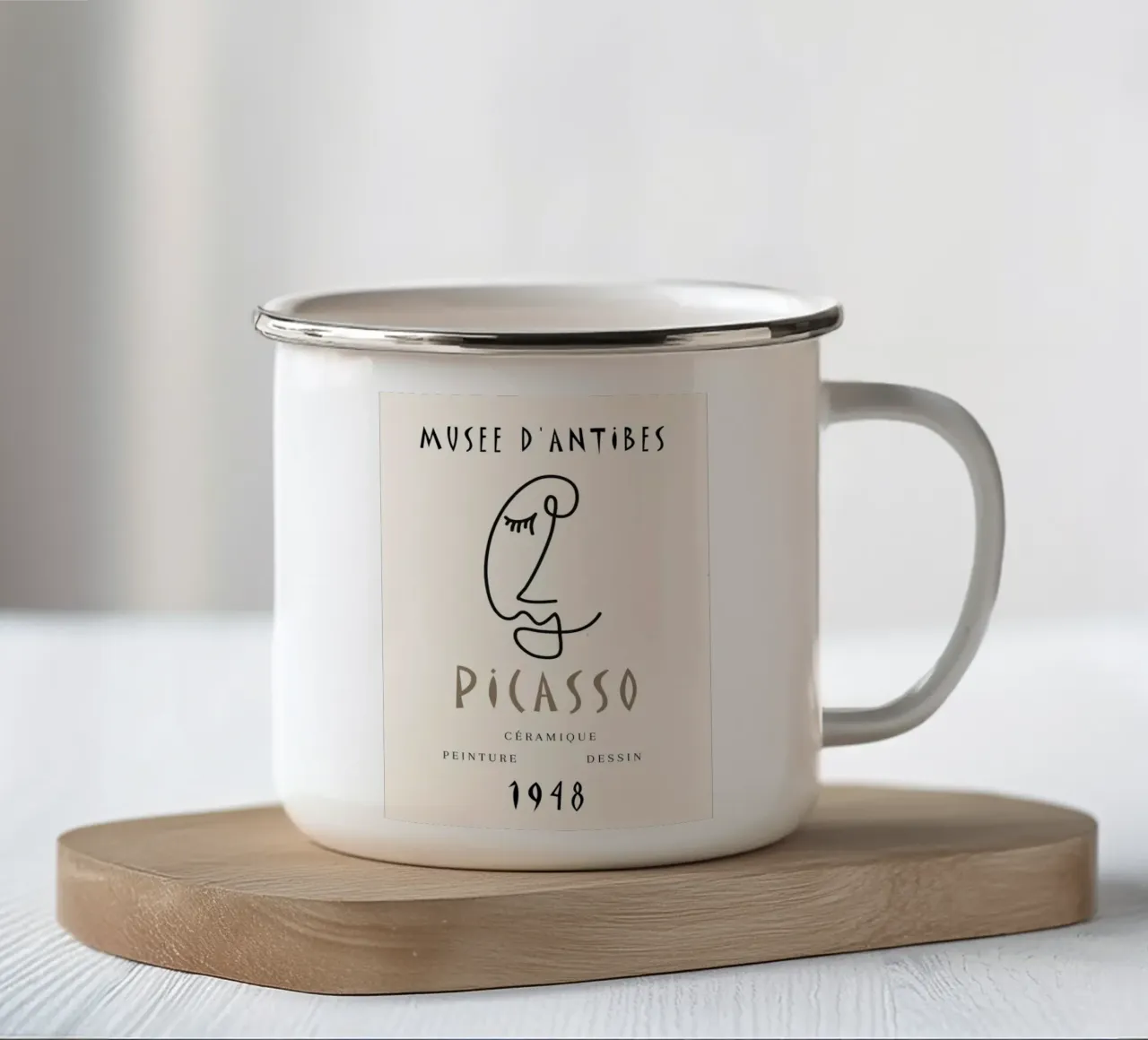 Picasso Musee D'Antibes 1948 Linea Viso Poster tazza in smalto da NorwesClub